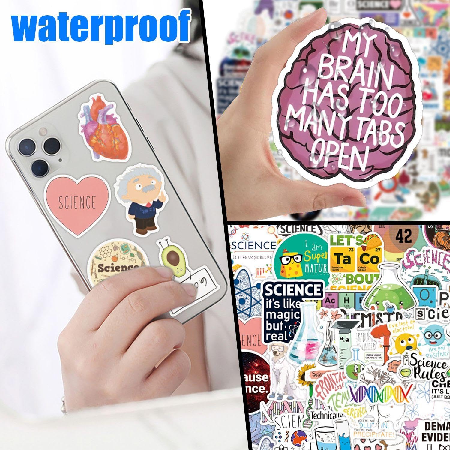100 Adesivi da Laboratorio Scientifico, Adesivi Graffiti Personalizzati, Adesivi Decorativi per Desktop con Tazze per Notebook Fai da Te, Decorazioni Adesive Scientifiche