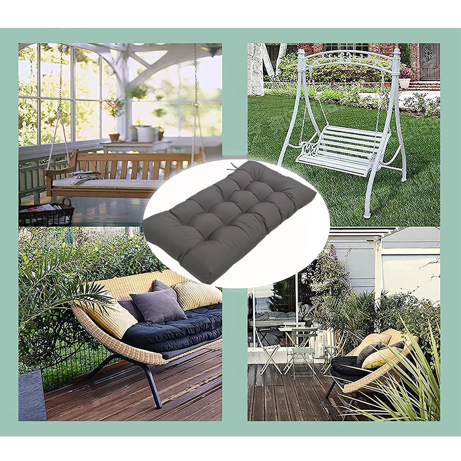 SUCADA Terrassenbank-Kissen, Sonnenliegen-Kissen, dick, Gartenterrasse, langes Stuhlkissen für drinnen und draußen, überfüllte Terrasse, Veranda, Loveseat-Pads, Liegestuhl-Relax-Matte (Farbe: A, Gr