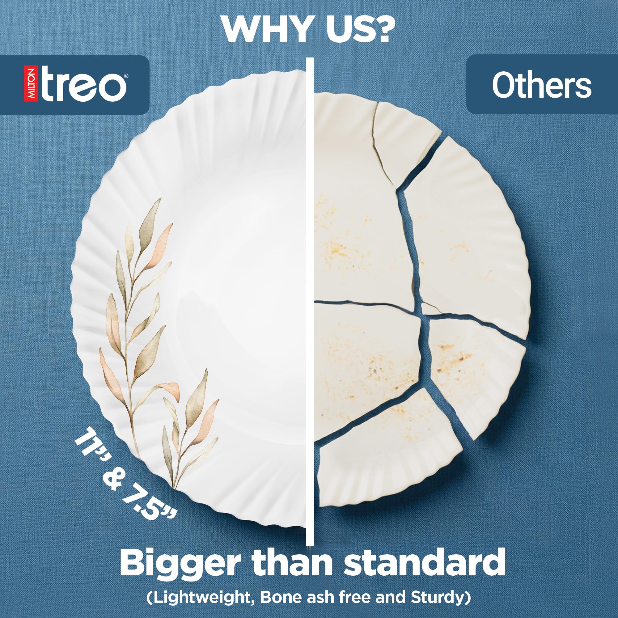 Treo Opalware Dinner Set - 6 Plates & Bowls -9 Treo Opalware Dinner Set - 6 Plates & Bowls -9