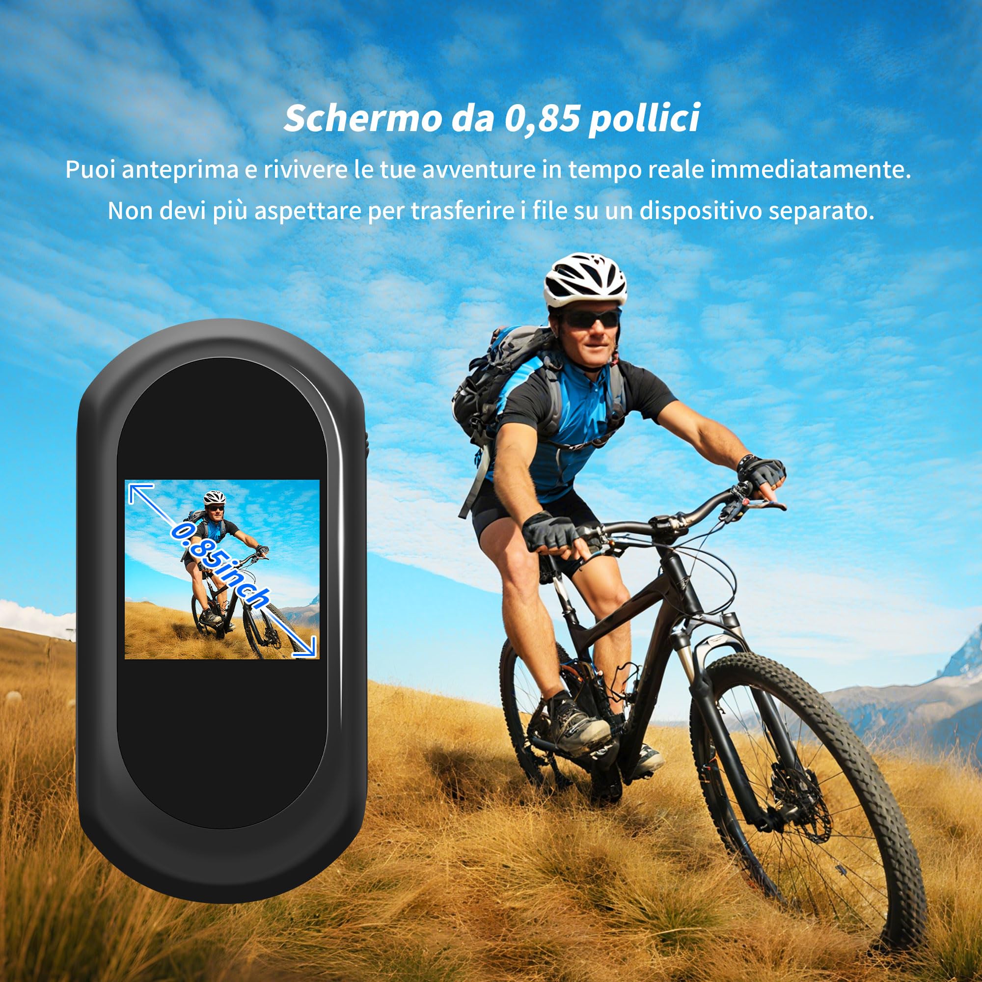 Action Cam 1080P, Body Cam con Schermo da 0,85 Pollici, Action Cam Moto con Grandangolo 120°, Videocamera Magnetica, Telecamera Sportiva per Casco, Multifunzione Fotocamera, POV Camera