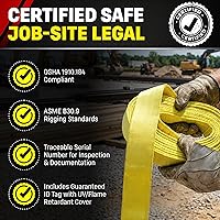 Vista 4 de DD Sling - Eslinga de elevación de nailon de 3 pulgadas x 30 pies – Fabricada en EE.UU., 8,900 lb vertical, 7,200 lb estrangulador, 17,800 lb