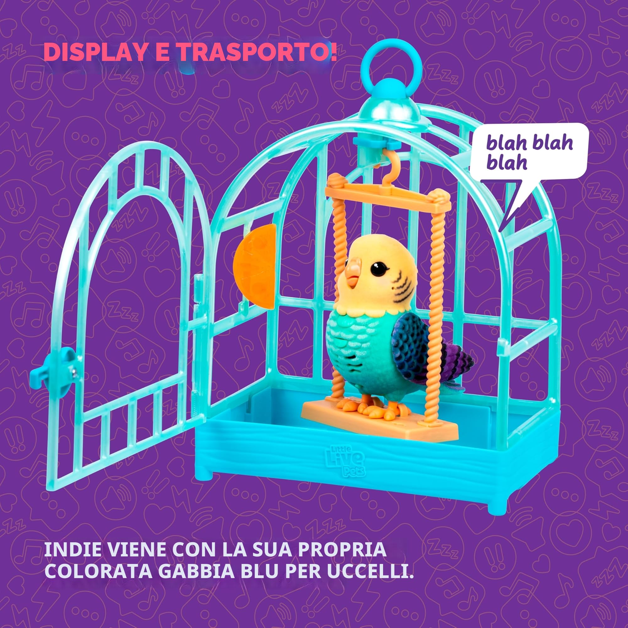 Little Live Pets My Really Real - Giocattolo parlante per uccelli e gabbia, indie, giocattolo interattivo a ripetizione, oltre 20 suoni e reazioni, giocattoli parlanti per bambini dai 5 ai 7 anni