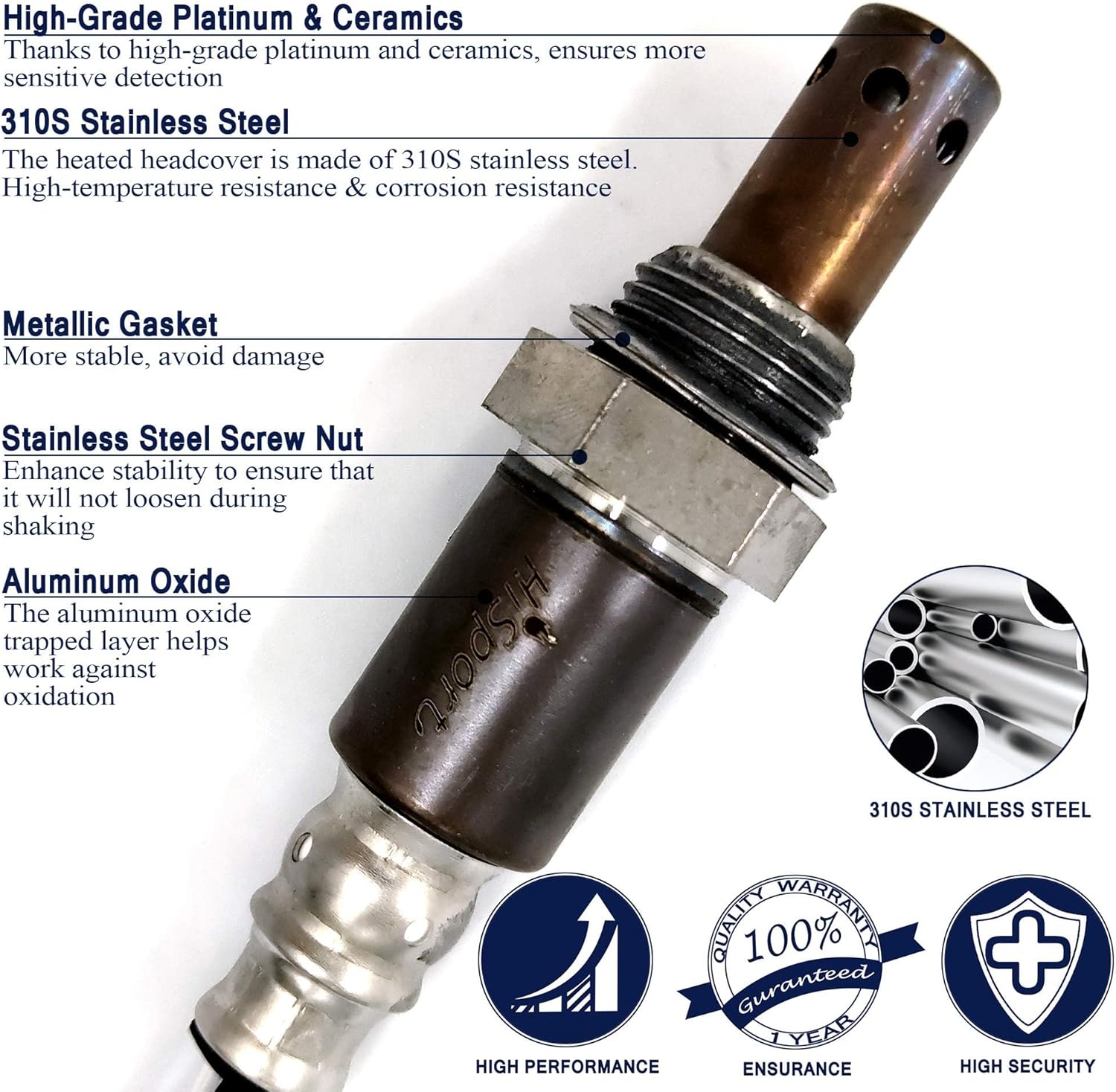 HiSport Oxygen Sensor - Upstream Heated O2 Sensor, 4-Wire Air Fuel Ratio Sensor Compatible with Honda Accord 2.4L 2003, 2004, 2005, 2006, 2007 Replacement for 234-9040