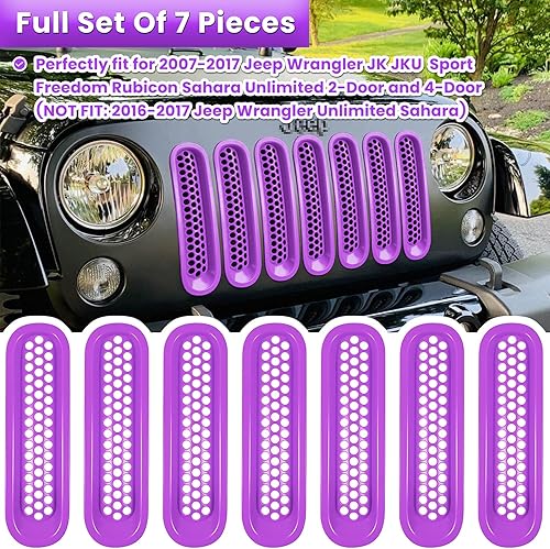 Vista 29 de Rejilla frontal E-Cowlboy de instalación de clip, parrilla protectora para Jeep Wrangler 2007-2017 JK, JKU, Sport, Freedom, Rubicon, Sahara