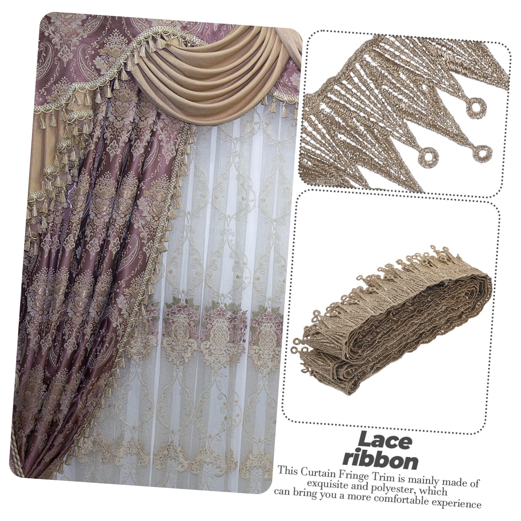 ifundom Accesorios De Encaje Adorno De Encaje Cinta Dorada Para Manualidades Para Costura Para Cortinas