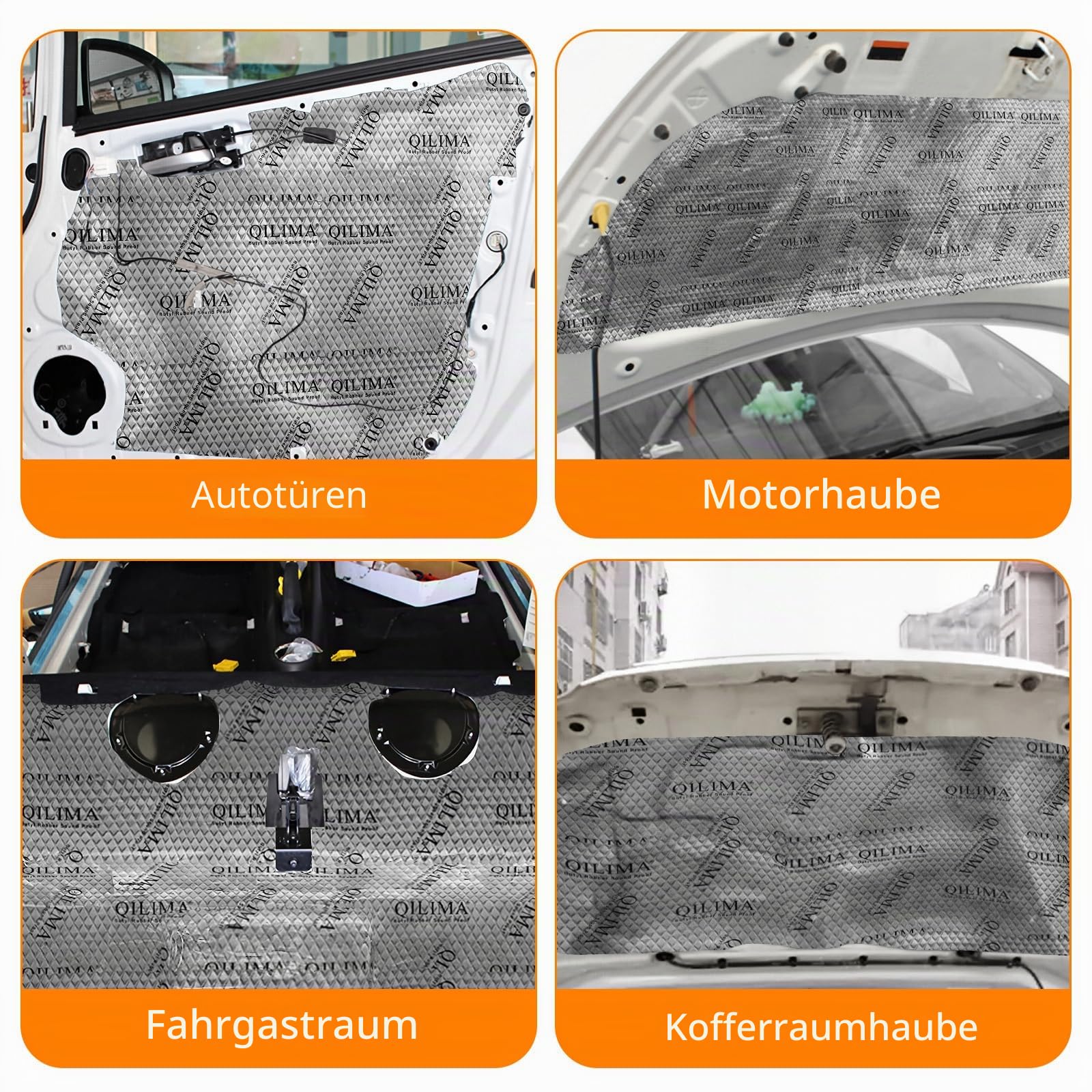 QILIMA Alubutyl Dämmmatte fürs Auto, 2mm Antidröhnmatte selbstklebend zur Schalldämmung, 250x400mm Isolierung gegen Lärm, 3,3 m² Gesamtfläche (33er Pack)