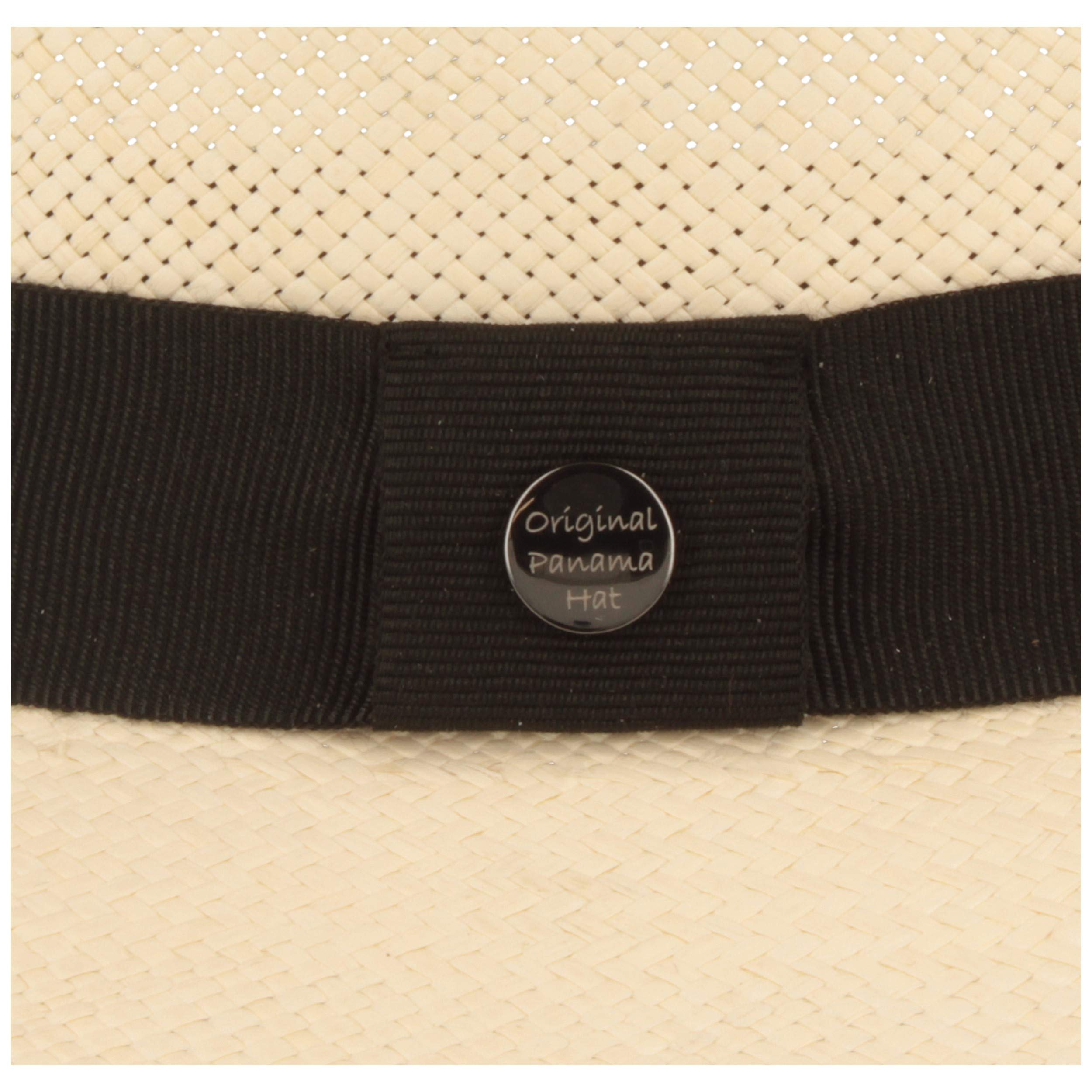 Breiter Cappello Panama Originale di Paglia Cappello Estivo Intrecciato a Mano in Ecuador con Cinturino in Pelle Protezione UV e Antirottura Leggero Traspirante Unisex