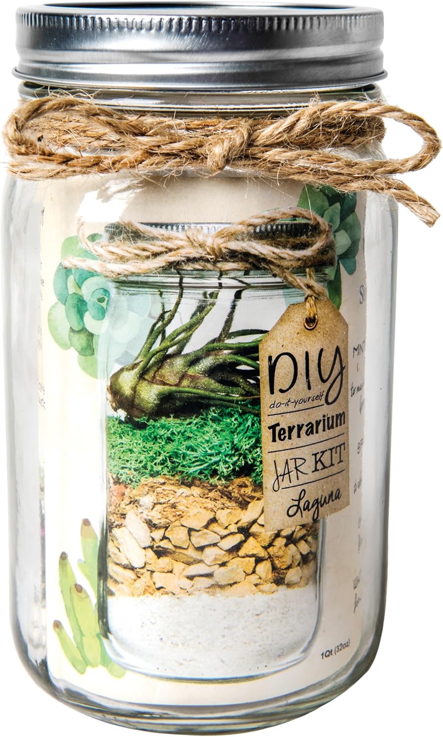 SuperMoss (90410) Terrarium Jar DIY Kit – Build Your Own Mini Garden in a Jar, Idea for Budding Gardeners, Creative Kids & Plant Lovers of All Ages, 32oz, Laguna