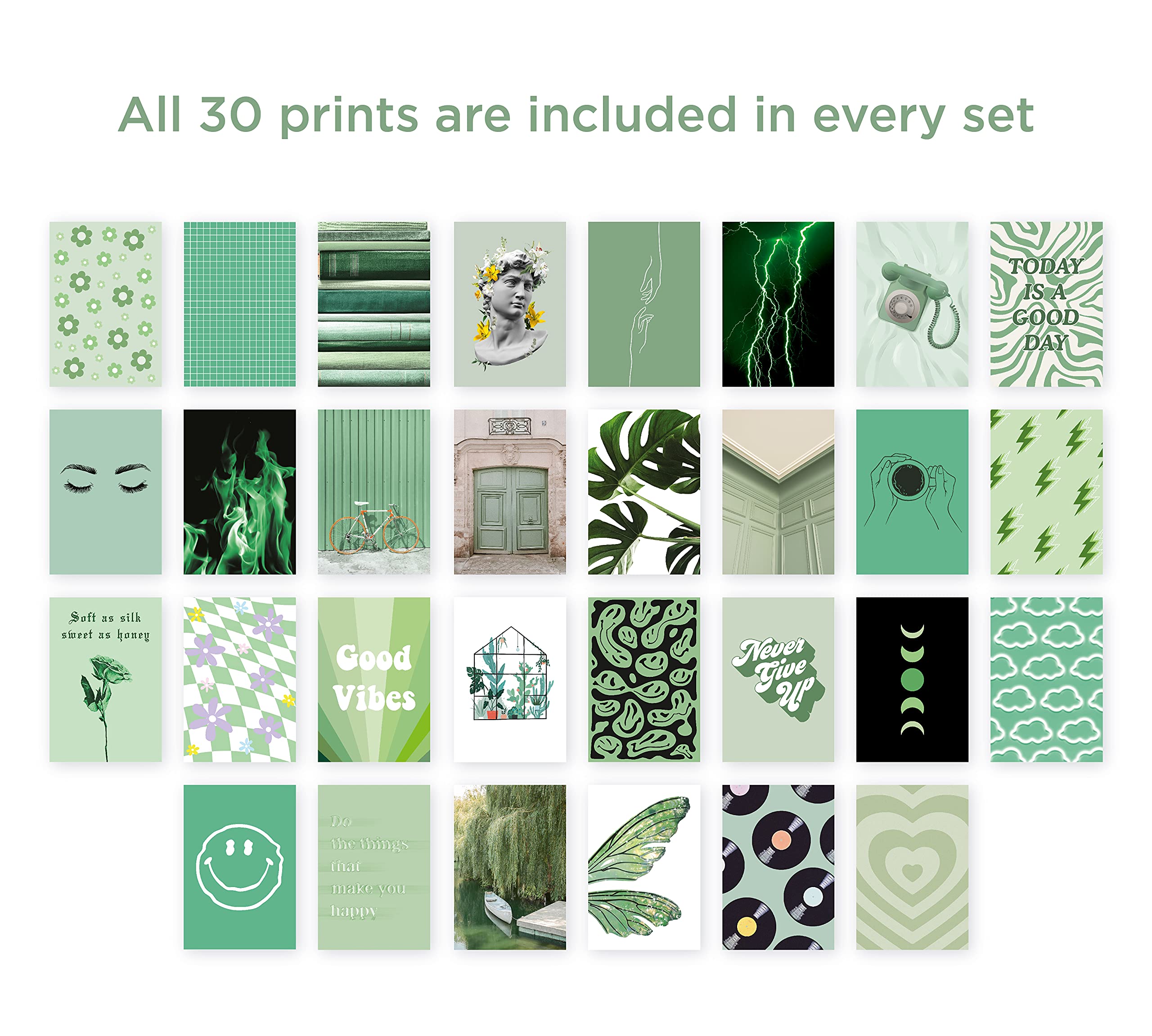 Buy Haus and Hues Sage Green Wall Decor Set of 30 Green Wall Art