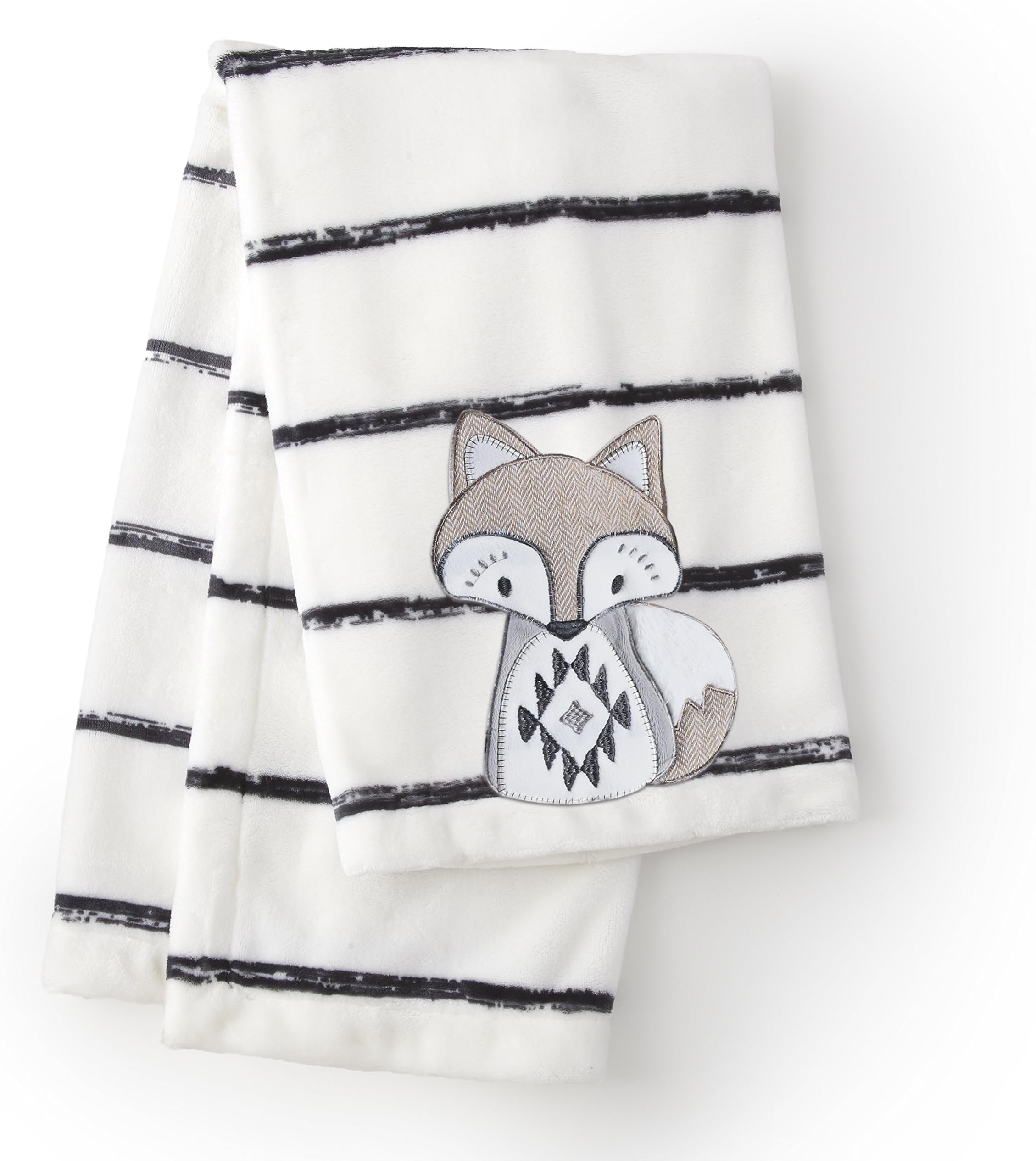 Levtex Baby Bailey White Charcoal Stripe Plush Blanket