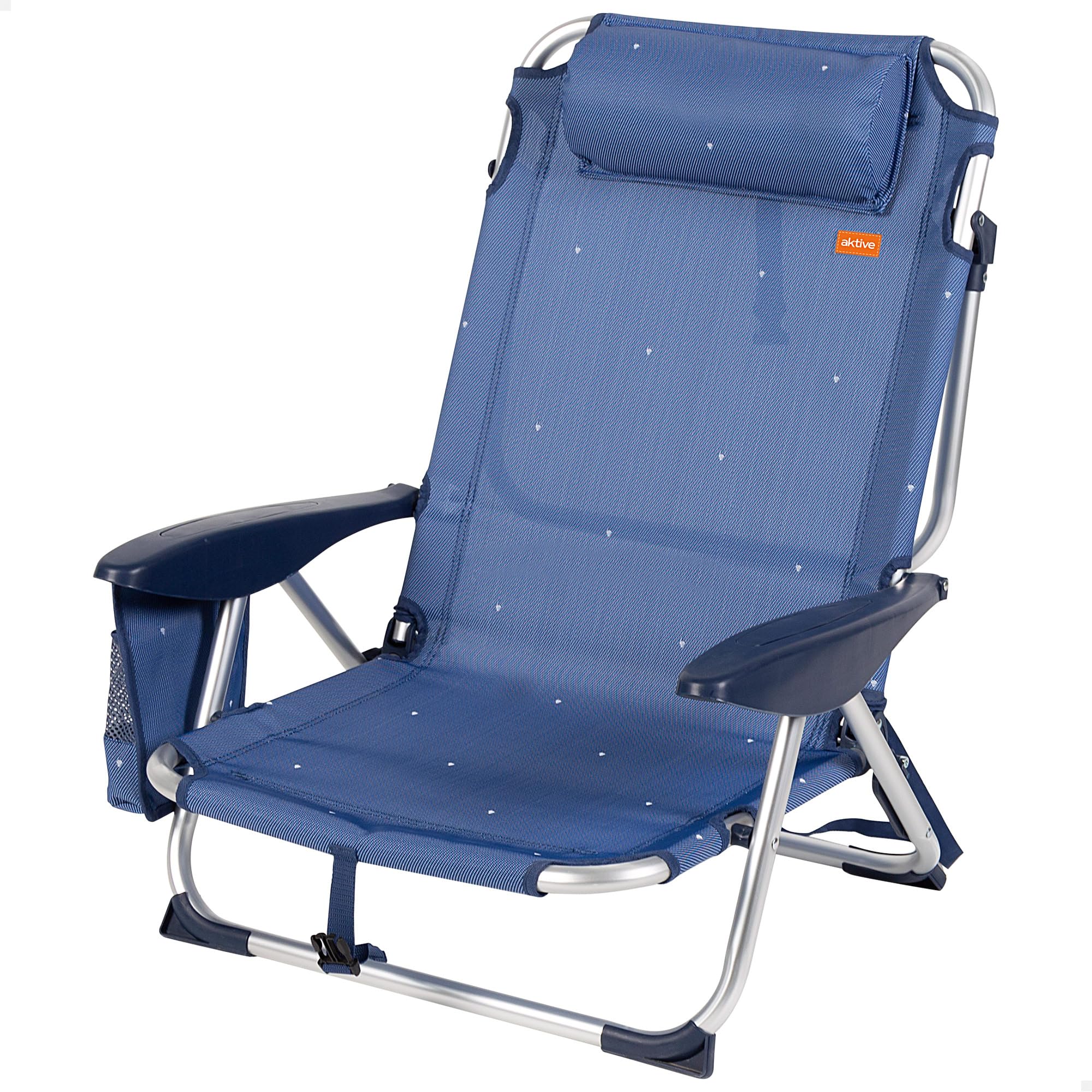 AKTIVE Folding Beach Chair, ALU+TEXTILENE 1X1, Navy Blue, 51 x 45 x 76 cm