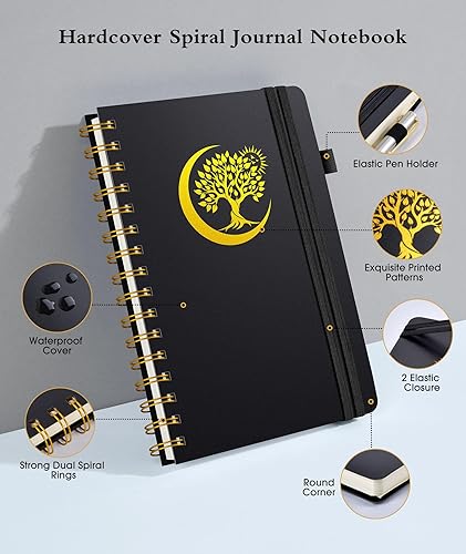Miniatura 3 de Cuaderno de espiral  300 páginas numeradas, papel rayado de 3.53 ozm, cubierta de plástico, bolsillo interior  Cuadernos A5 para el trabajo, la