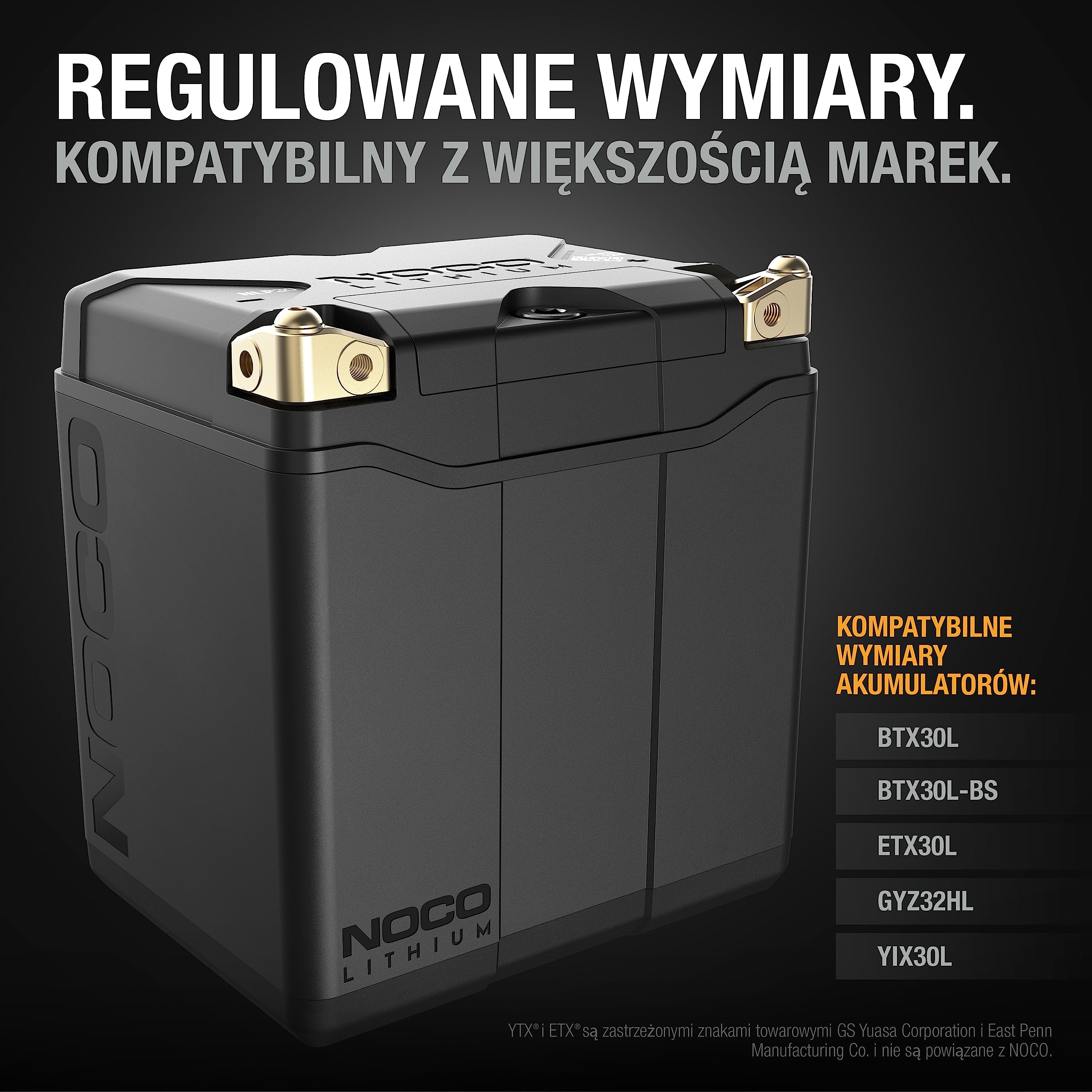 NOCO Lithium NLP30, akumulator motocykl grupy 30 700A, akumulator litowo-jonowa 12V o pojemności 8Ah z dynamicznym modułem BMS do motorów, quadów, skuterów wodnych I skutery śnieżne