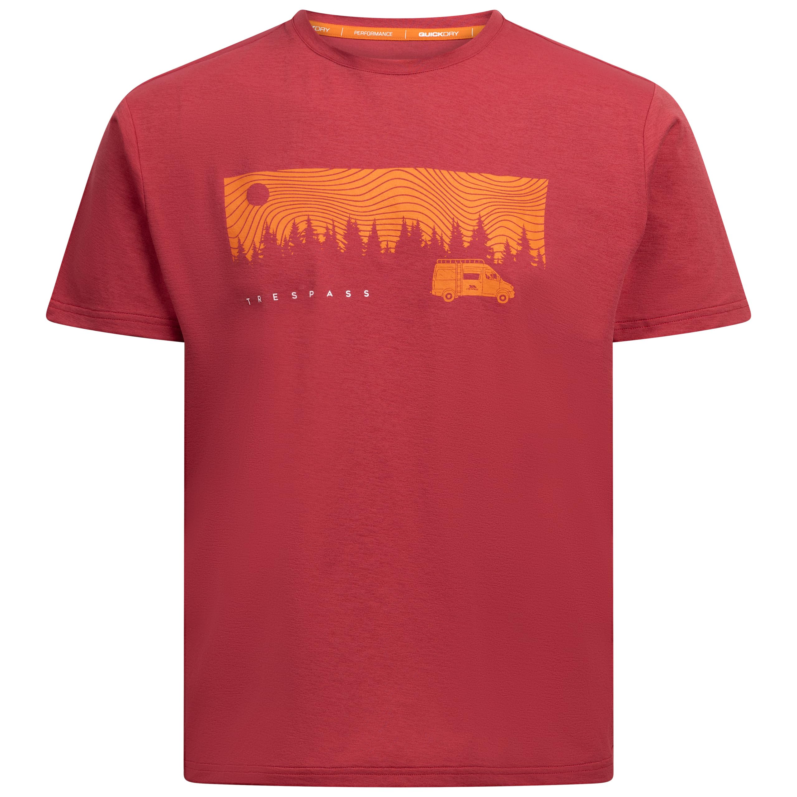 Trespass Men's Claret Casual T-Shirt Jacub - Short Sleeves, Round Neck, Chest Print, Sideseam Tab, Knitted, 100% Polyester, 150Gsm