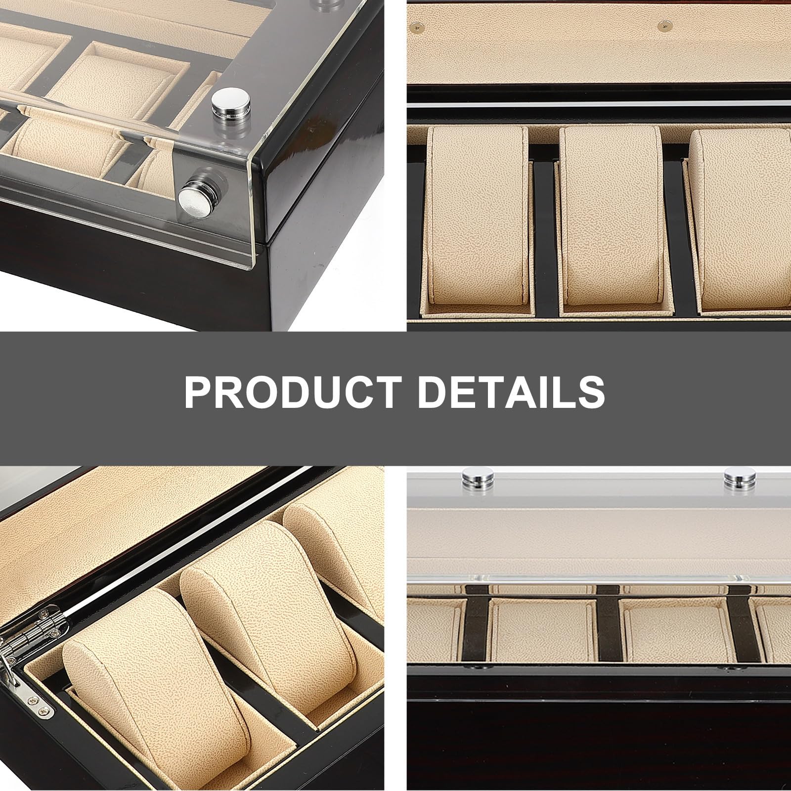 Balacoo Caja de Almacenamiento de Relojes Organizador de Almacenamiento de Relojes Estilo Vintage Madera Negro