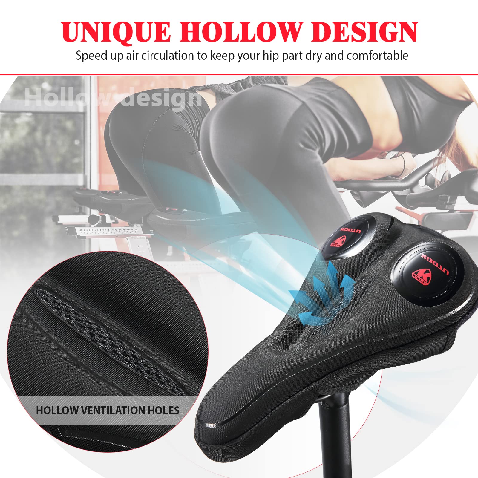 SAVADECK Bike Seat Cover, Gel Bike Seat Cushion for Men/Women, Bicycle Saddle Pad Comfort Extra Soft Padded, Seat Cover for Peloton Bike Road Bike Mountain Bike, Fits Narrow Seats