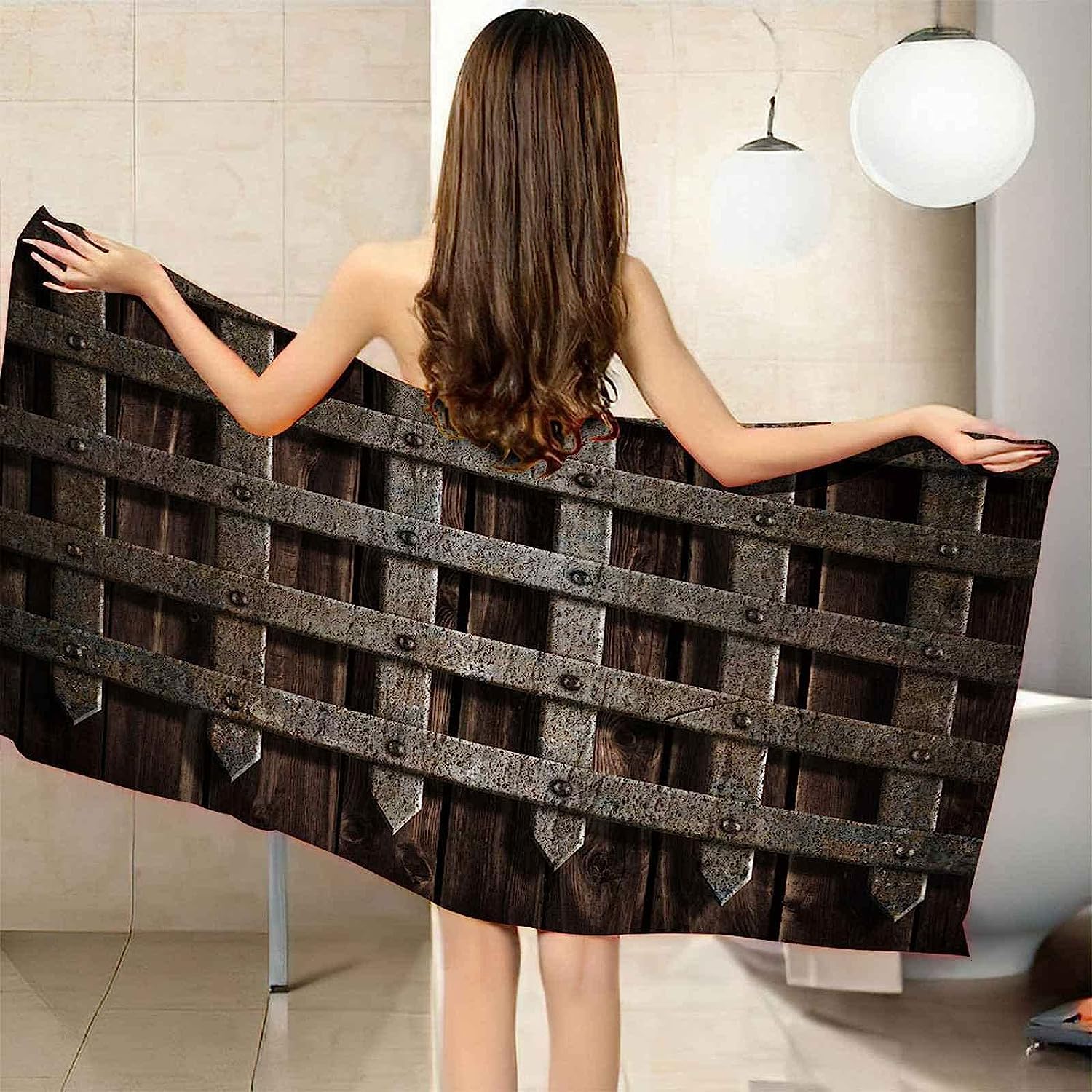 Serviette De Plage Enfant Métal Argenté Vintage Séchage Rapide Imprimé 3D ‎Absorbante Durabilité Gothique Squelette Drap De Plage Serviette De Bain pour Sauna Surf Voyage 200 X 200 Cm -6O1X/I5F