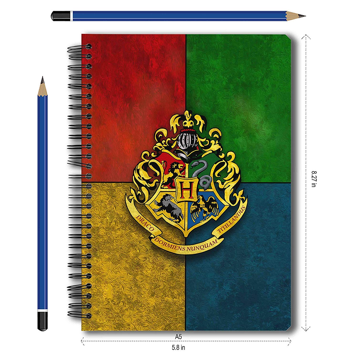 MCSID RAZZ - Harry Potter Pack of 2 House Crest Multicolor A5 Notebook with Set of 6 Magnetic Bookmarks - Officially Licensed by Warner Bros USA