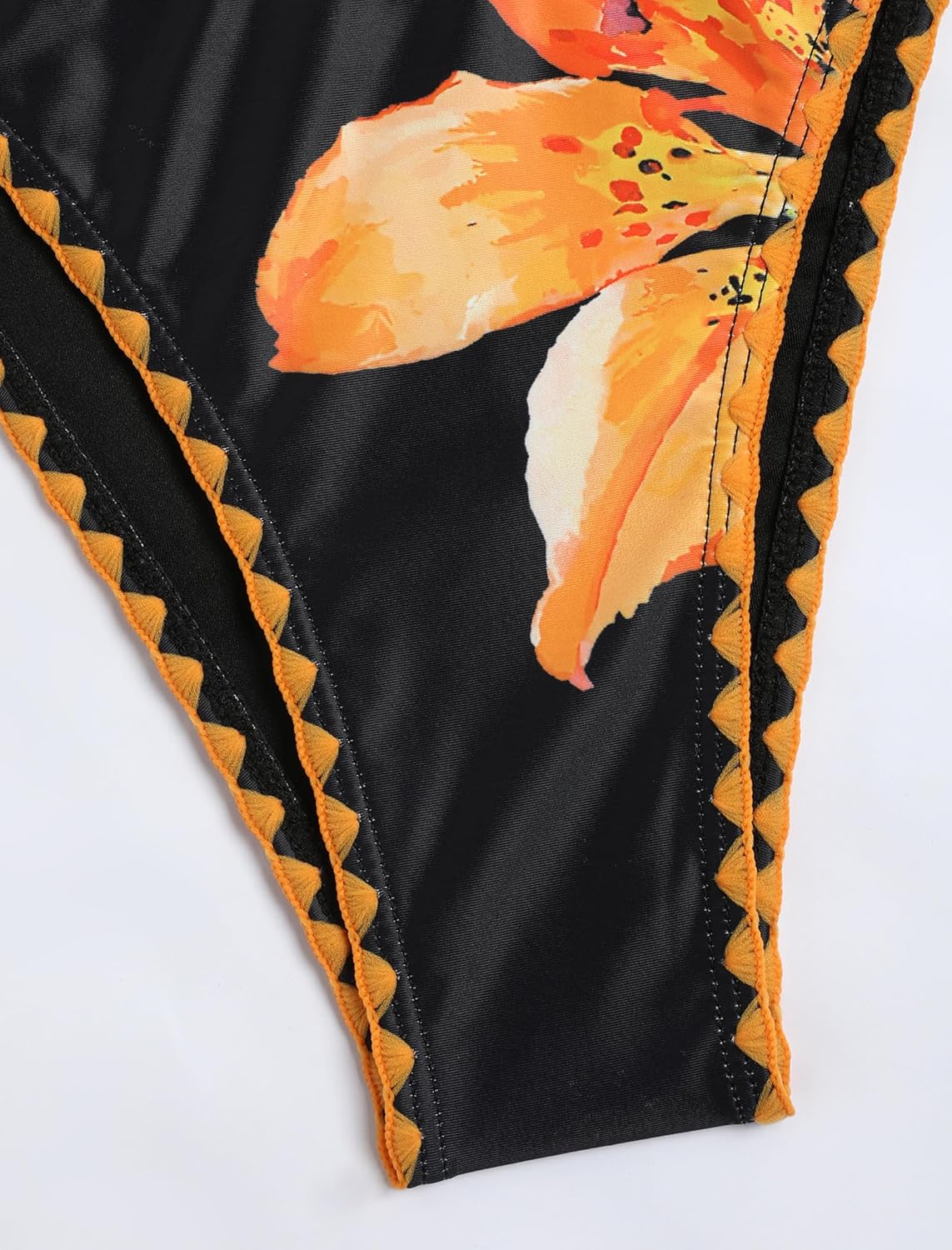 ZAFUL Women's Halter Triangle Bikini Set Whip Stitch 2 Piece Swimsuits Floral Print Tie String Thong Bathing Suits - Image 7