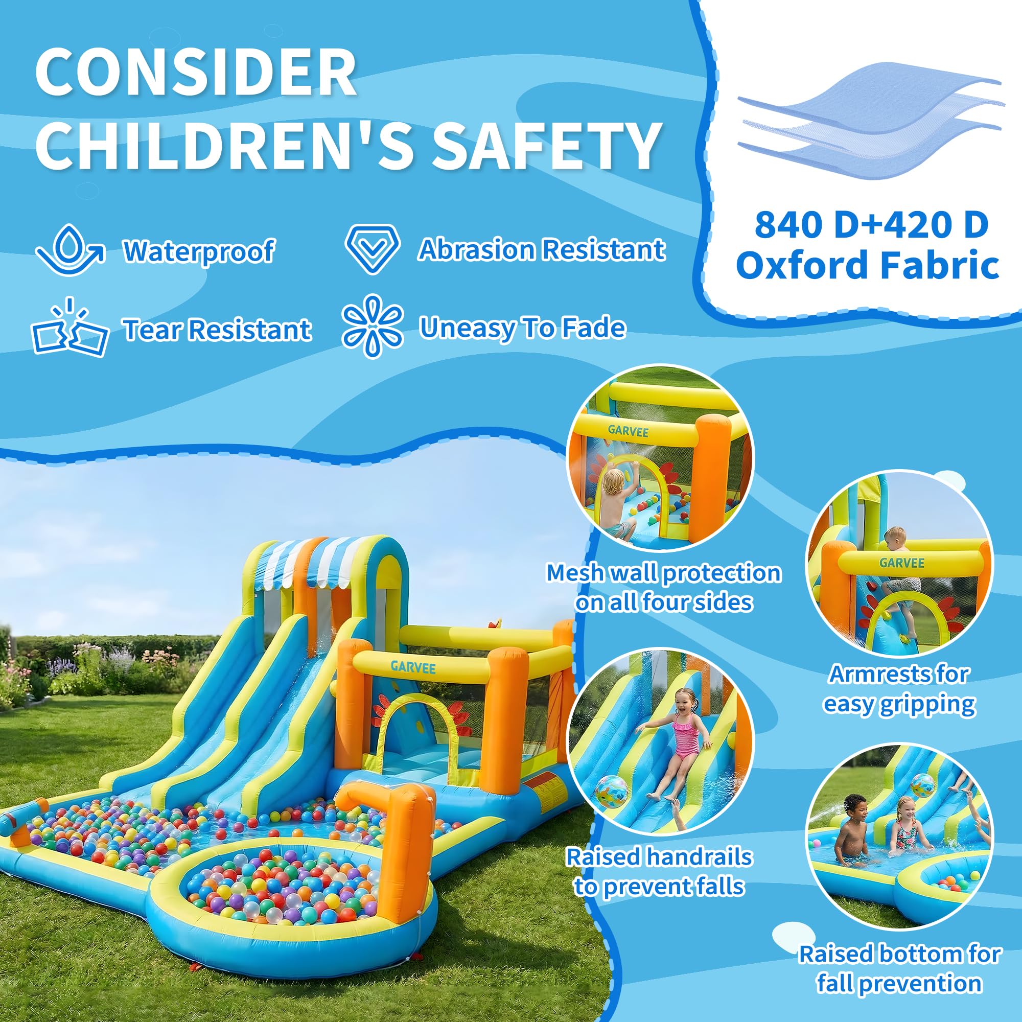 Castello Gonfiabile Per Bambini,Piscina Gonfiabile Bambini Giochi Da Giardino Per Bambini Trampolino Piscina Parete Da Arrampicata Piscina Gonfiabile Con Scivolo