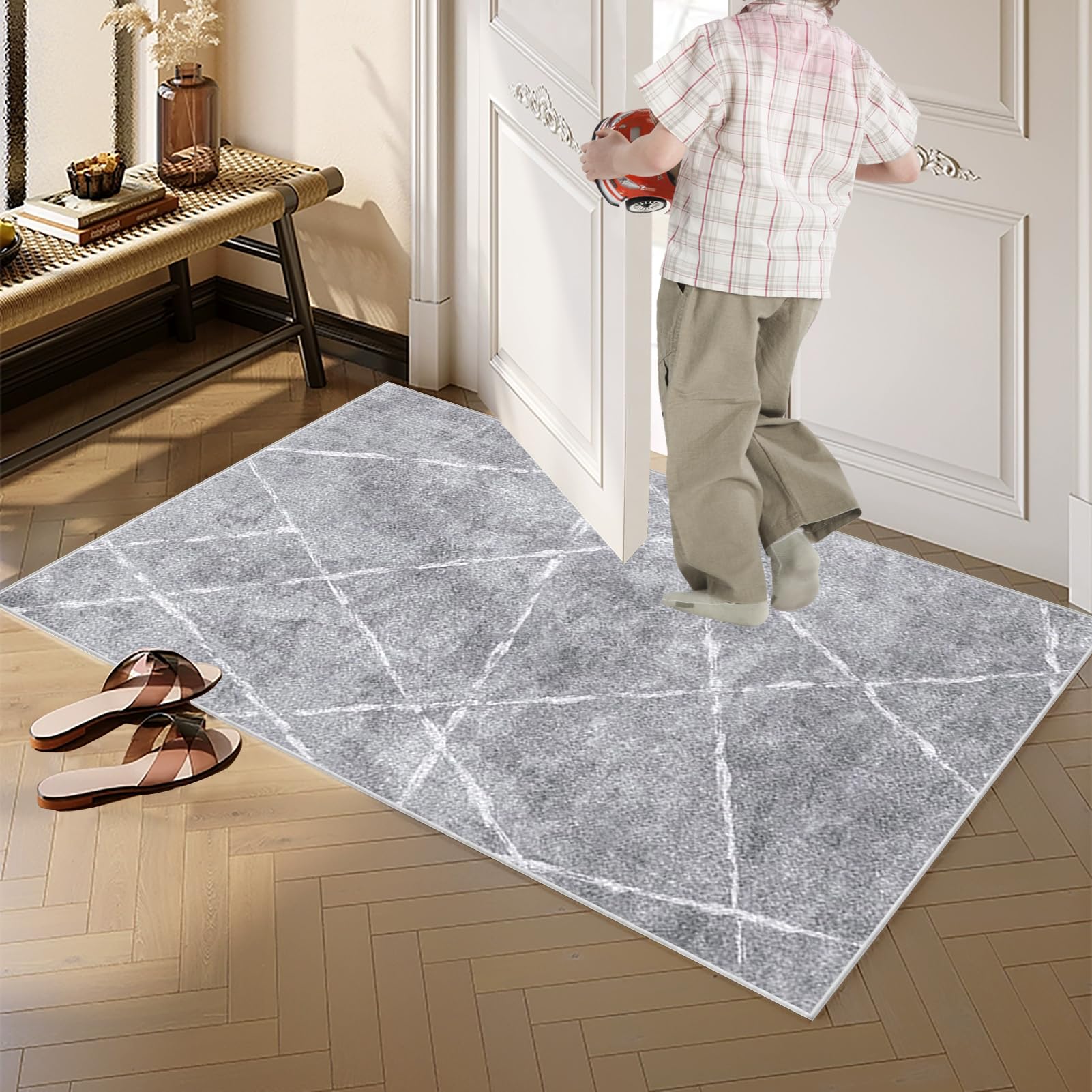 Chodnik dywanowy, antypoślizgowy dywan do przedpokoju, 50 x 450 cm, chodnik wejściowy, nadaje się do prania, chodnik kuchenny, dywan na korytarz, dywan do korytarza, sypialni