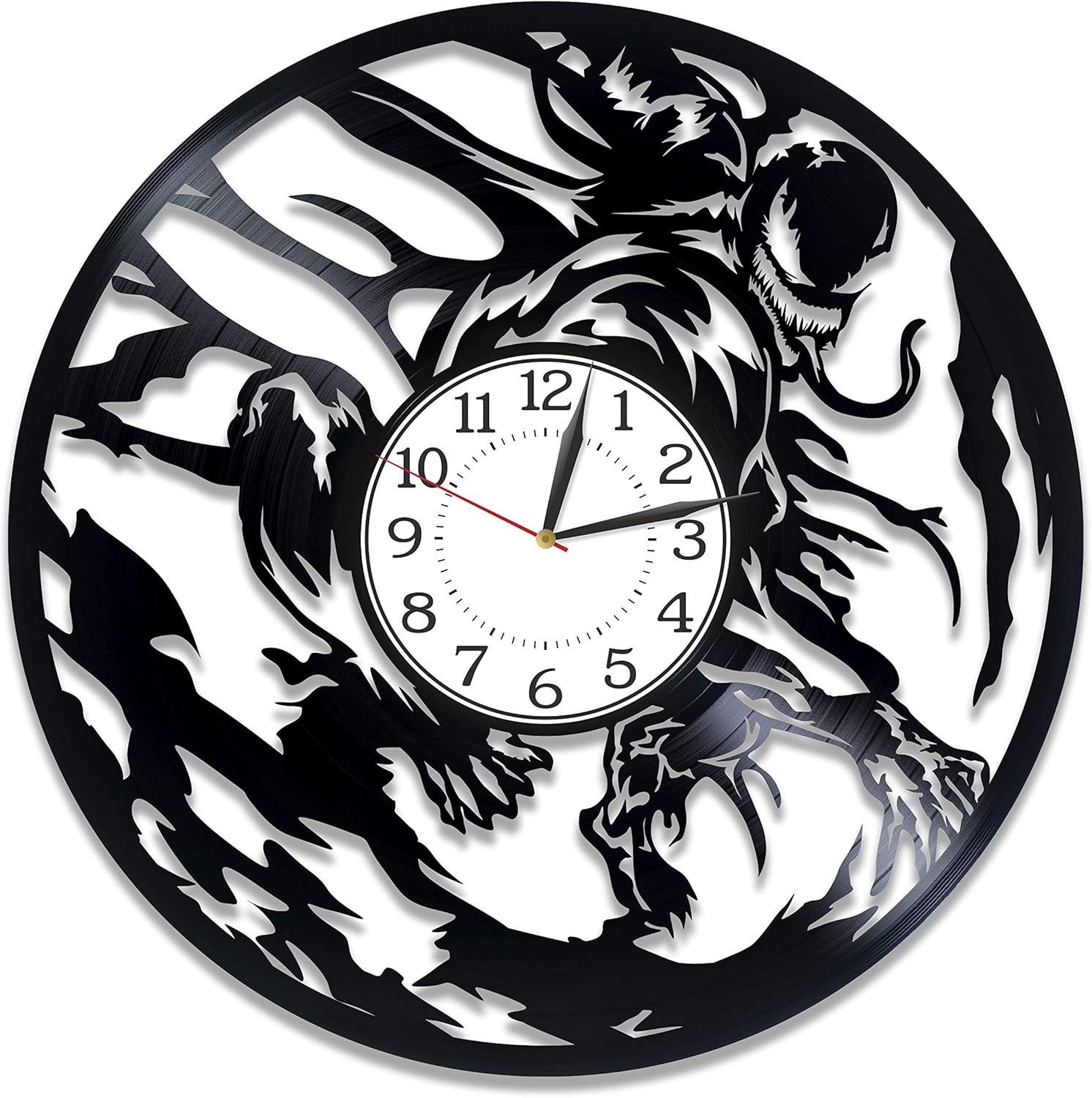 Movie Original Decor for Kids Room Venom Vinyl Clock Marvel Comics Handmade Clock 12 Inch for Fan Tom Hardy Vinyl Record Wall Clock Venom Birthday Gift Idea for Man