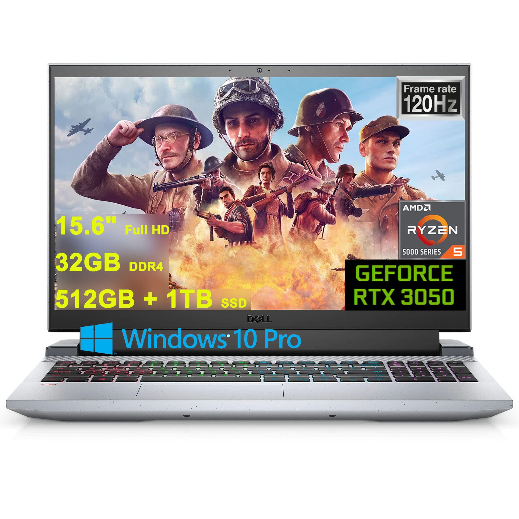 Dell G15 5515 RE Gaming 15 Laptop I 15.6" Full HD 120Hz Display I AMD 6-Core Ryzen 5 5600H (>i7-10750H) I 32GB DDR4 512GB ...