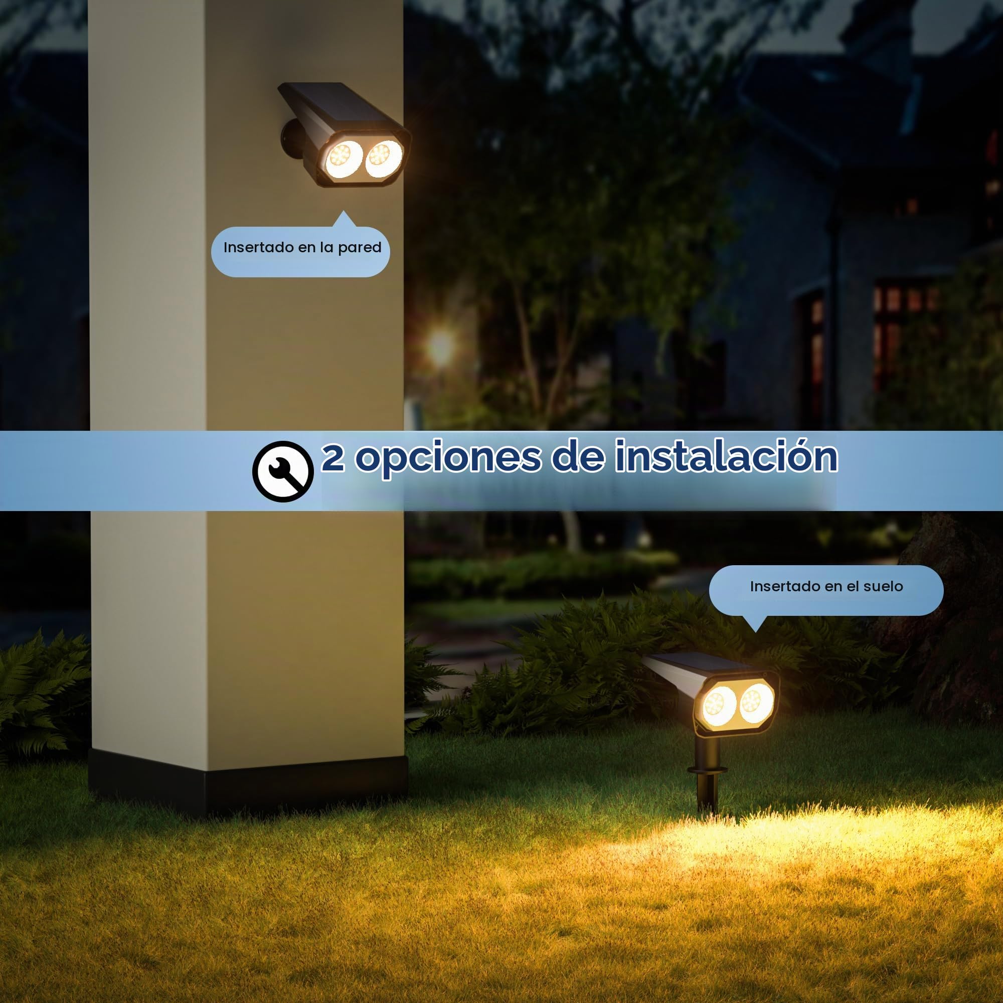 Quntis Luces Solares LED Exterior Jardin 3 Colores 4 Piezas