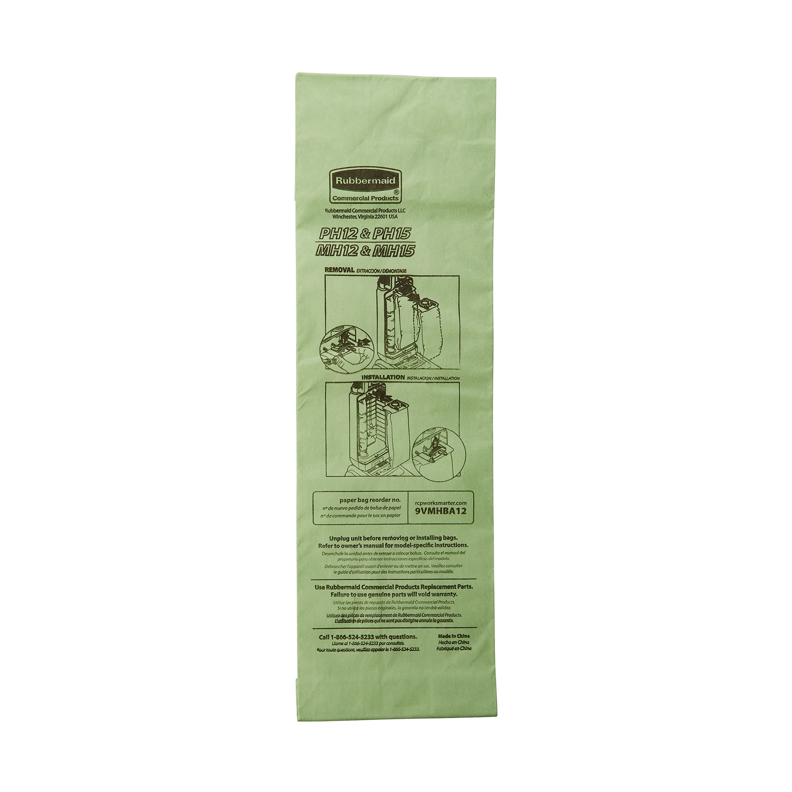 Rubbermaid Commercial Upright Vacuum Cleaner Replacement Bag, FG9VMHBA12 (Pack of 10)
