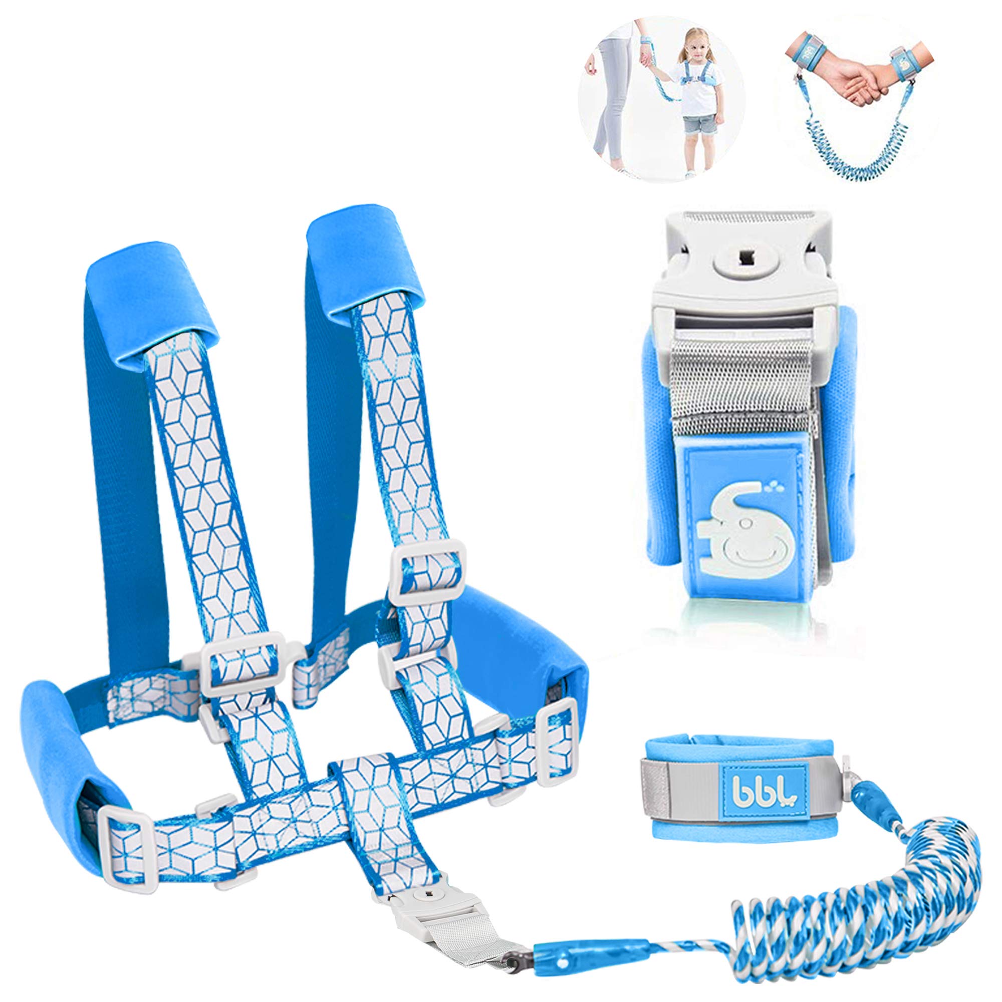 Toddler Leash for Walking, Toddler Safety Harnesses Leashes, Safety Harness with Lock for Kids, Anti Lost Wrist Link Safety Wrist Link for Toddlers ，Upgrade with Reflective Tape Liner（6.5ft）for Kids