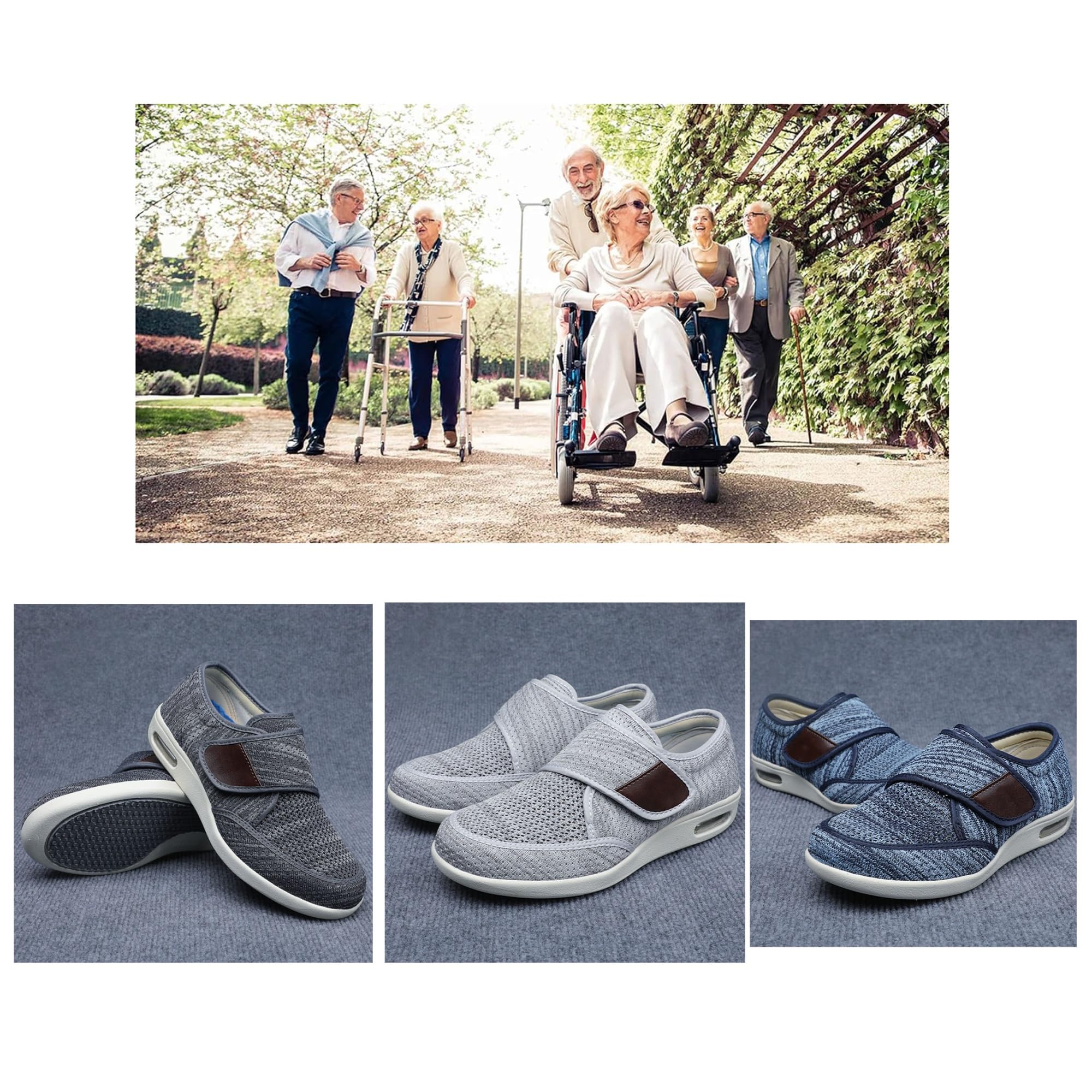 Męskie Buty Dla Diabetyków Z Obrzękiem, Męskie Lekkie Bardzo Szerokie Regulowane Buty Do Chodzenia Z Poduszką Powietrzną Dla Diabetyków, Wygodne Szerokie Chodzenia Wewnątrz Zewnątrz