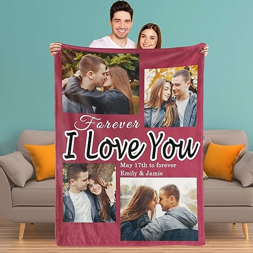 Youltar Regalos para novianovio, manta de fotos personalizadas para parejas, aniversario, cumpleaños, regalos personalizados para esposamarido, San