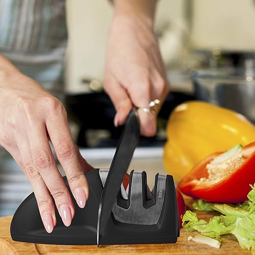 Miniatura 8 de Super Grip Knife Set with Knife covers, Multi-Purpose Kitchen Scissor and Two Stage Sharpener  12-piece Non Stick Kitchen Knives set, Black