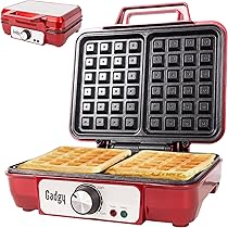 Gadgy® Piastra per Waffle alla Belga 1000W – Superficie Antiaderente – 2 Piastre da 23×16,8 cm – Temperatura Regolabile e Indicatori LED – Ideale per Feste e Dessert