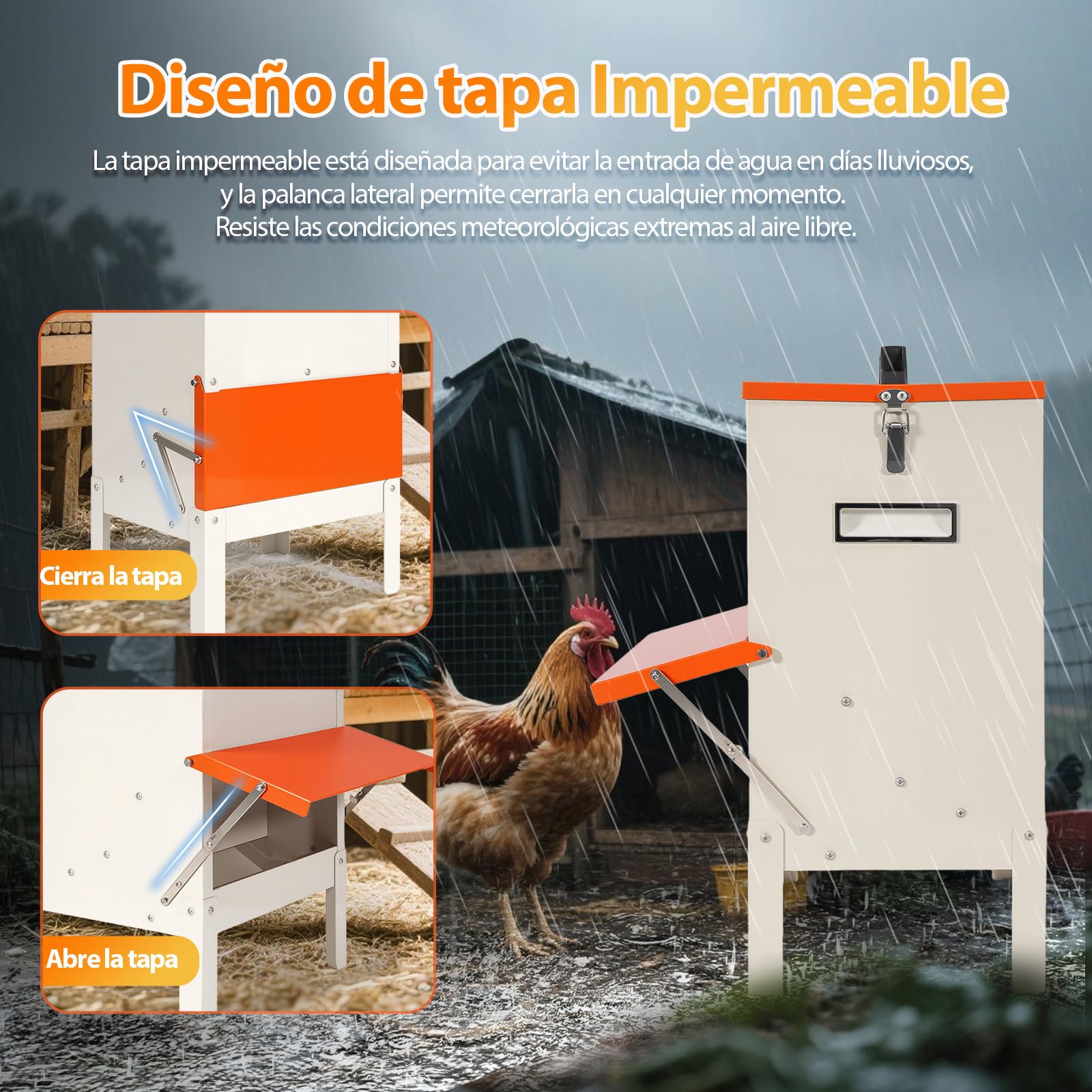 Comedero Gallinas Anti Ratas,Comida AutomáTico Para Pollos Sin Desperdicios,18kg Comedero Polloscomedero Colgante para Gallinas,Resistente A La Lluvia,Alta Capacidad para Aves de Corral
