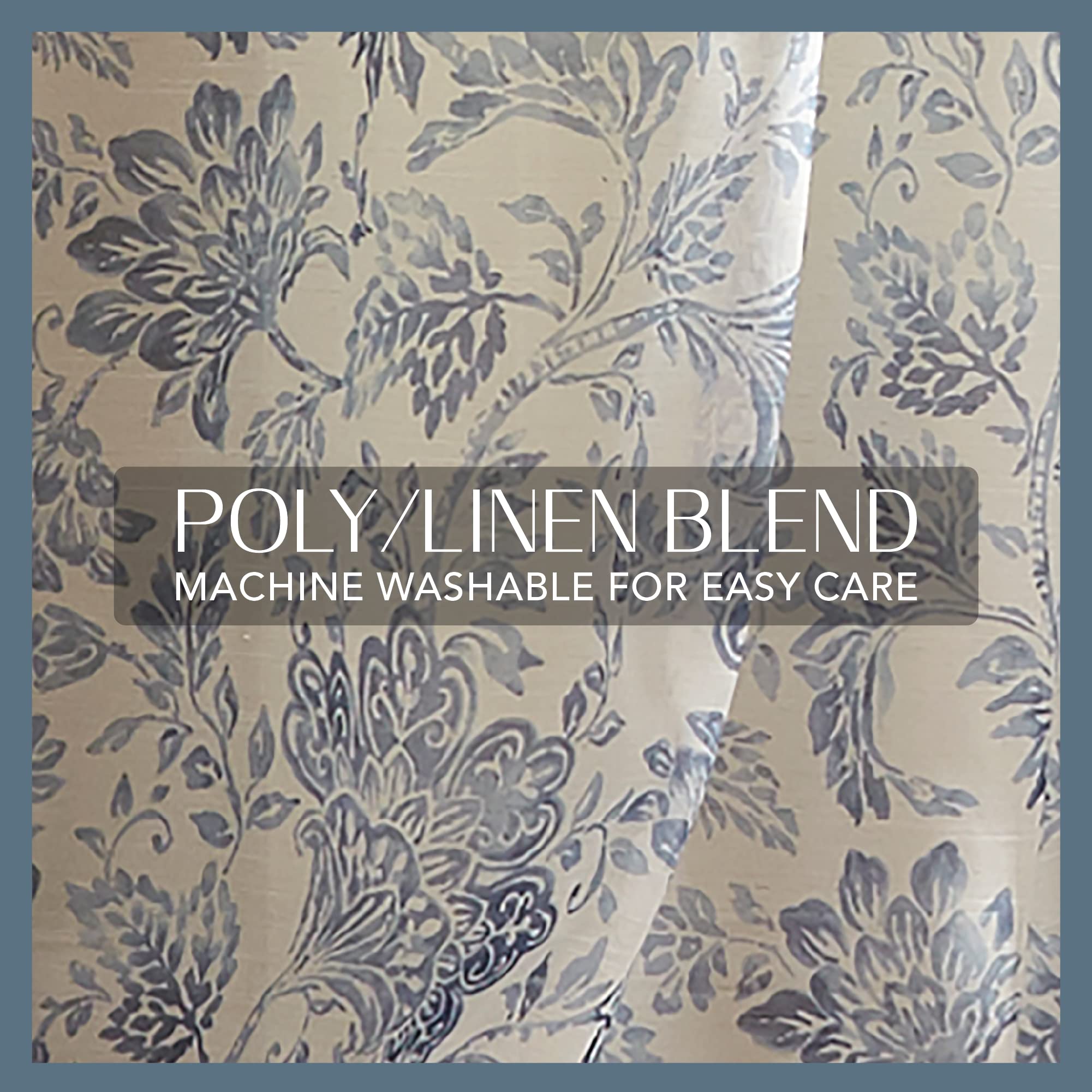 Elrene Floral Tie-Top Sheer Window Curtain Panel, Poly-Linen Blend, Indigo, 52" W x 84" L (Pack of 1), W 52" x L 84" (1 Panels) - Image 4