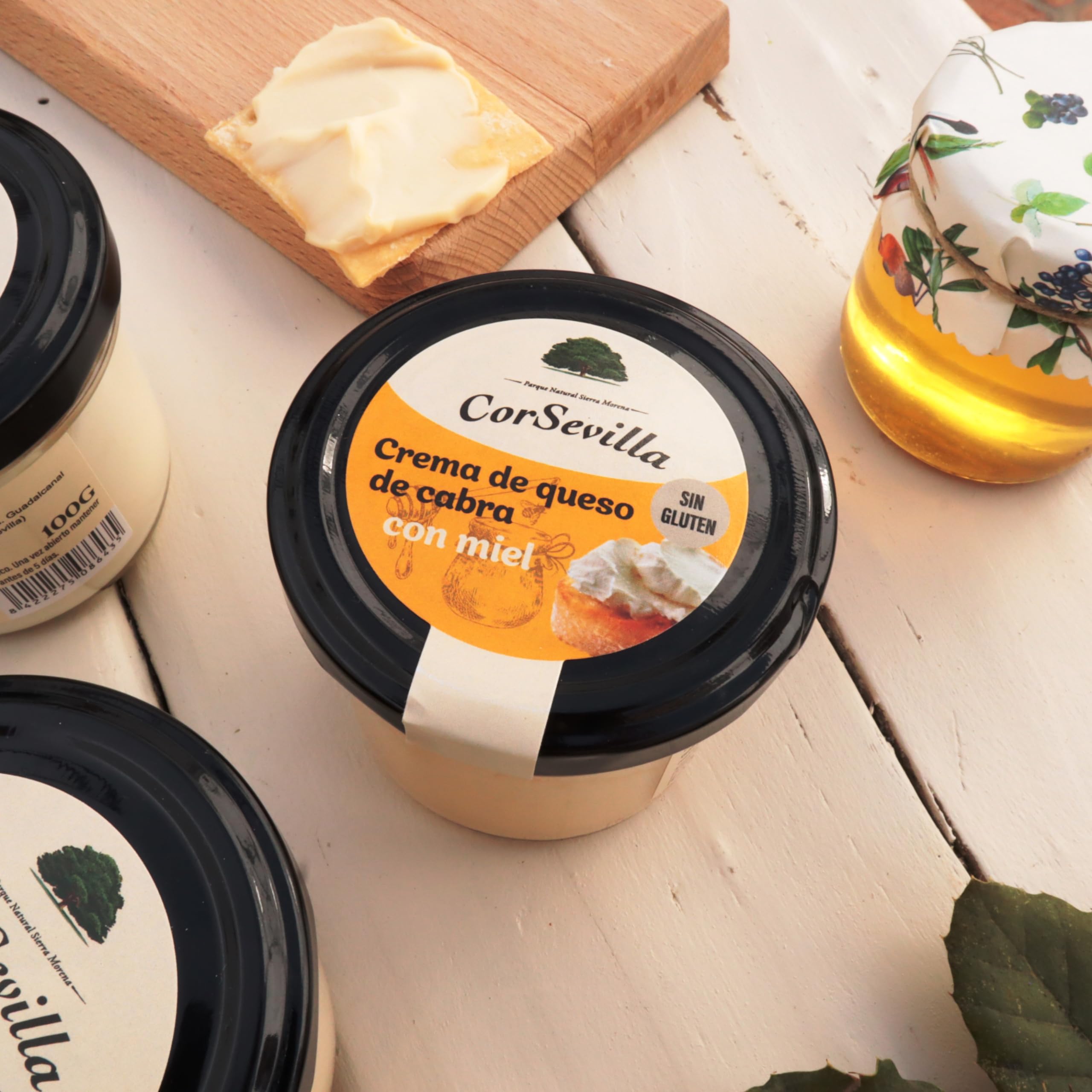 Corsevilla - Crema Queso Cabra Curado - Miel - Queso Untar - Gourmet - Miel - 1 unidadad - 100 g unidad aprox - 100 g aprox.