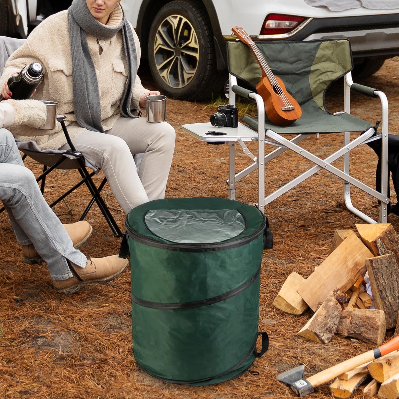 Papelera Plegable para Camping Ecológico Resistente Al Desgaste Y Verde