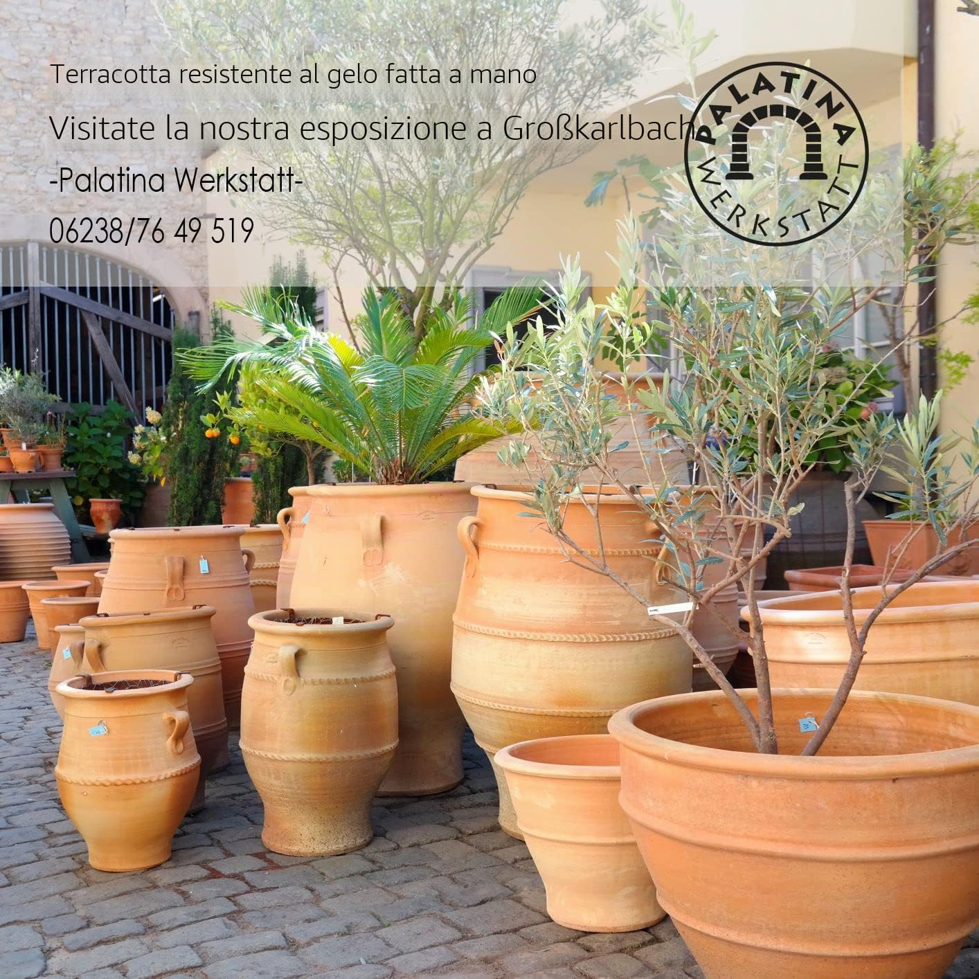 Palatina Werkstatt Crocus - Vaso per piante in terracotta, 40 cm, pezzo unico realizzato a mano, ideale per il giardino e gli esterni