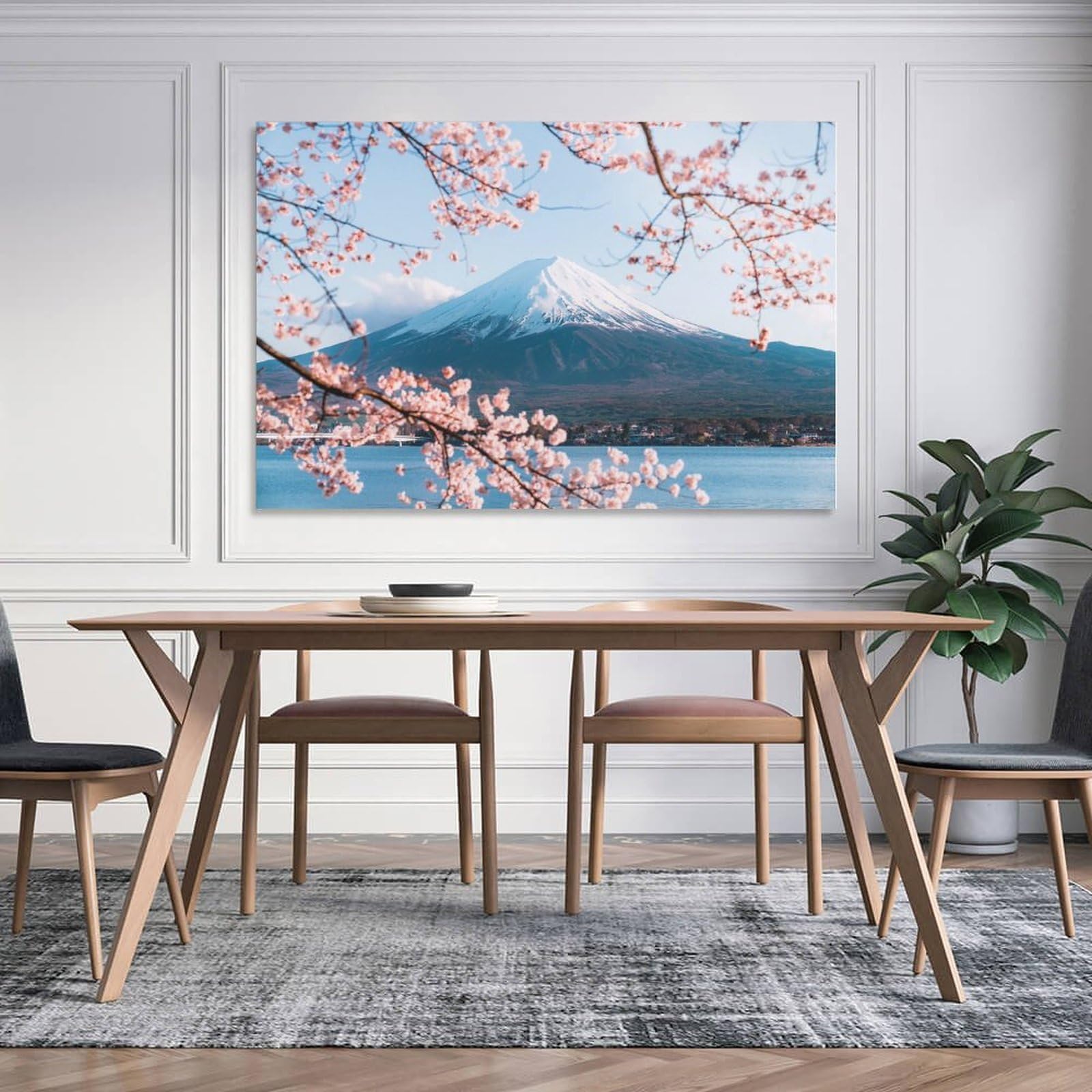 Amazon.co.jp: 絵画 富士山を背景にした桜インテリア 絵画 魅惑的な
