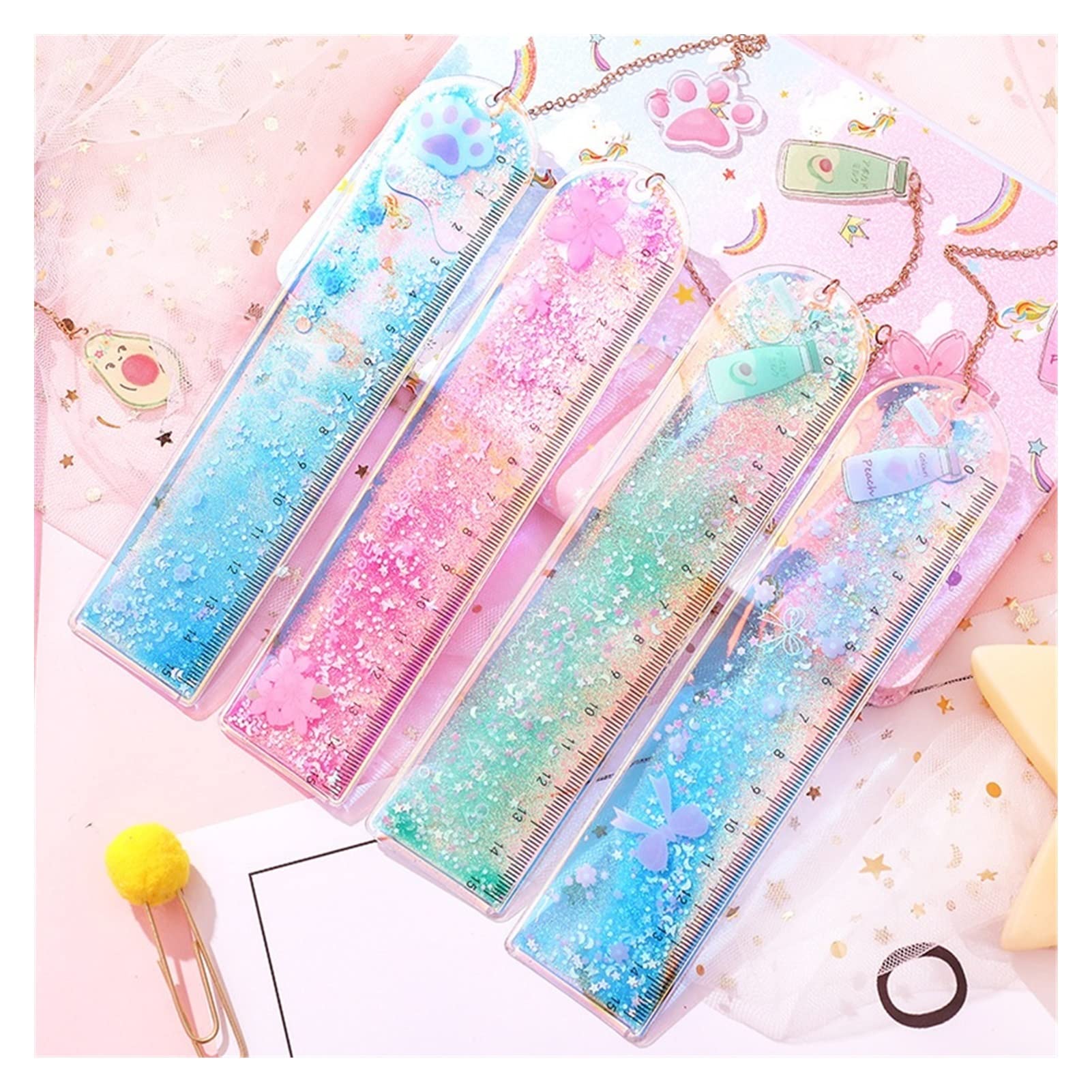 Lineal, 1 Pcs Kawaii Laser Mädchen Zeichnung Vorlage Spitze Nähen Herrscher Schreibwaren Büro Schule Set(Russian Federation)