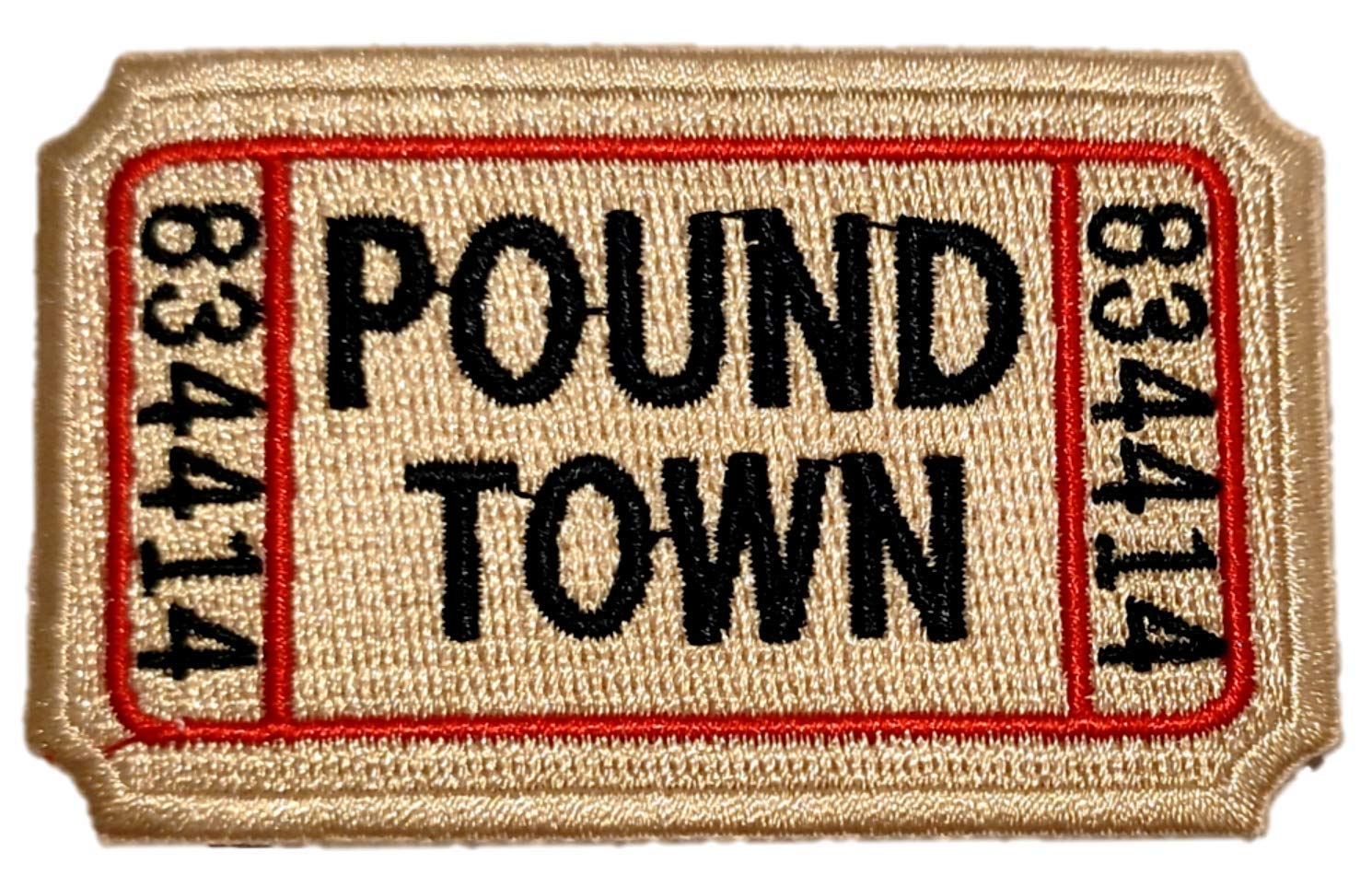 2 pcs Ticket to Pound Town Patch - Iron On/Sew On - Fully Embroidered, Beige Color - Funny Morale, Tactical, Military Patch - Perfect for Your Tactical Military Army Gear, Backpack, Cap, Vest