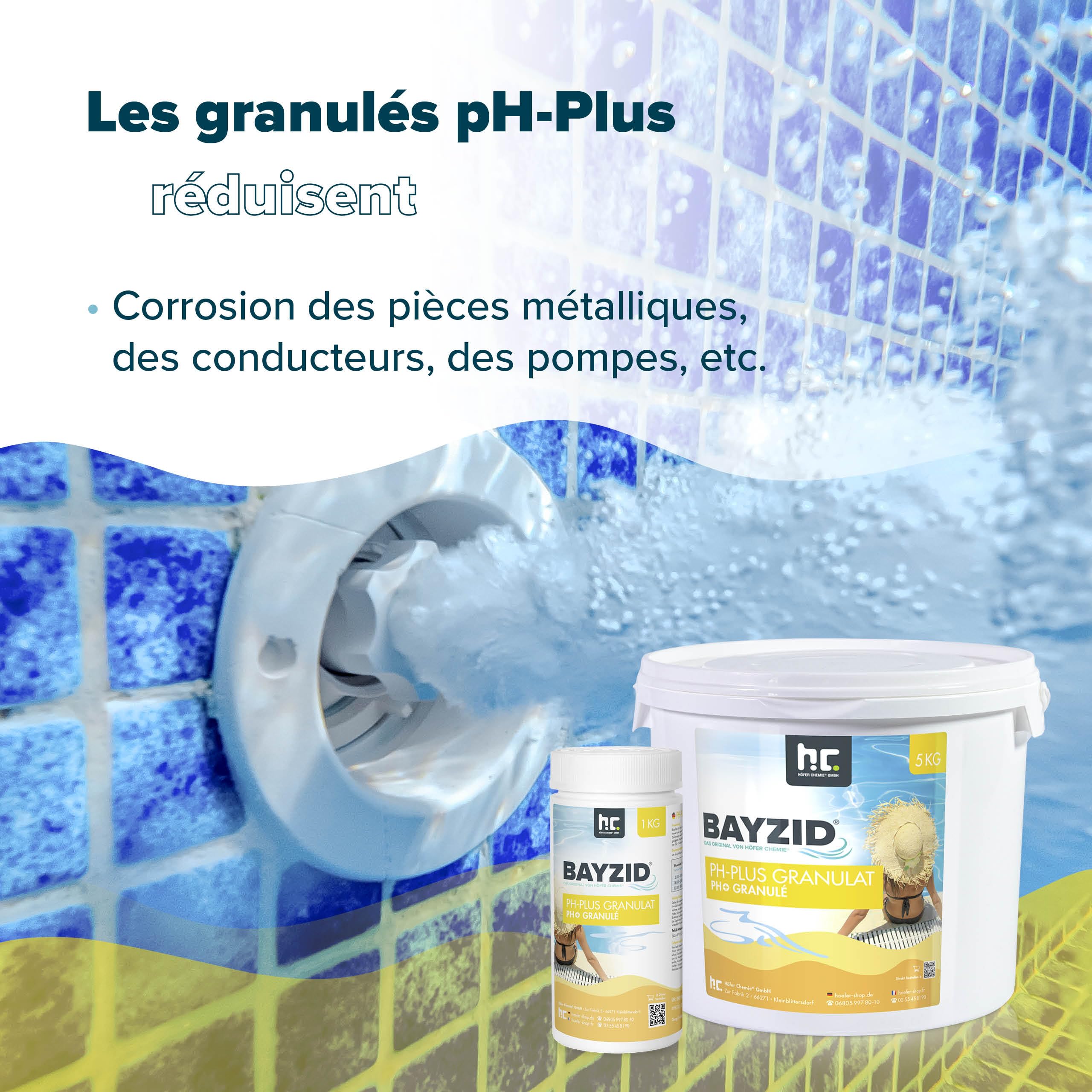 BAYZID® pH Plus Granulé – 1 x 5 kg pour Augmenter Le pH de l’Eau de Piscine – Dissolution Rapide, Facile à Utiliser