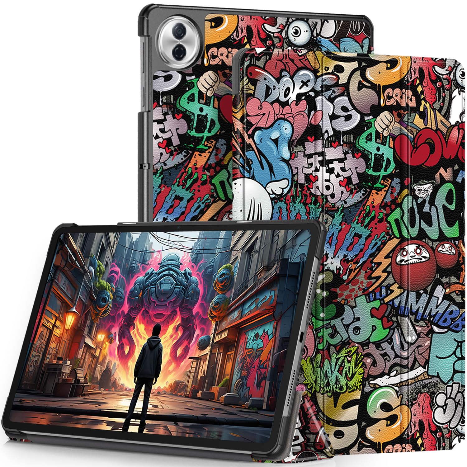 HEISHAYU Hülle für Honor Pad 10 12.1 Zoll Tablette 2025,Schutzhülle mit Auto Schlaf/Wach Funktion,Graffiti