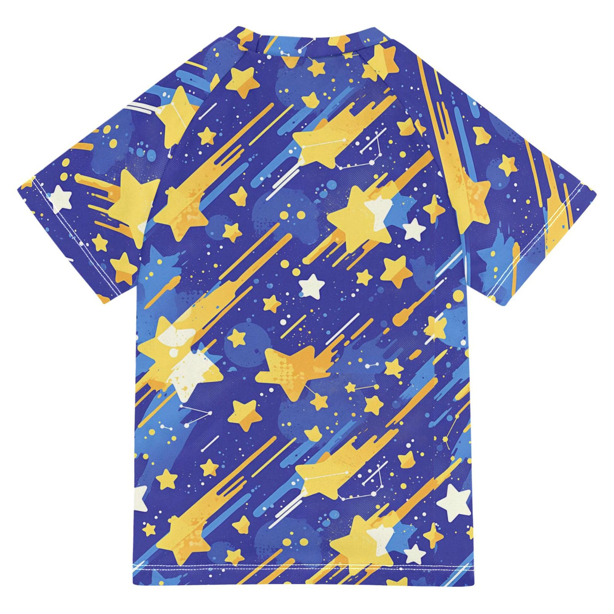 Cartoon Stars Blue Girls Bathing Suit Sun Protection Sweatshirt Swimwear Beach Tops 3T