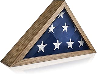 Rustic Flag Case - SOLID WOOD Military Flag Display Case for 9.5 x 5 American Veteran Burial Flag, Wall Mounted Burial Flag Frame, - Flag Shadow Box to display folded flag. (Weathered Wood) - coolthings.us