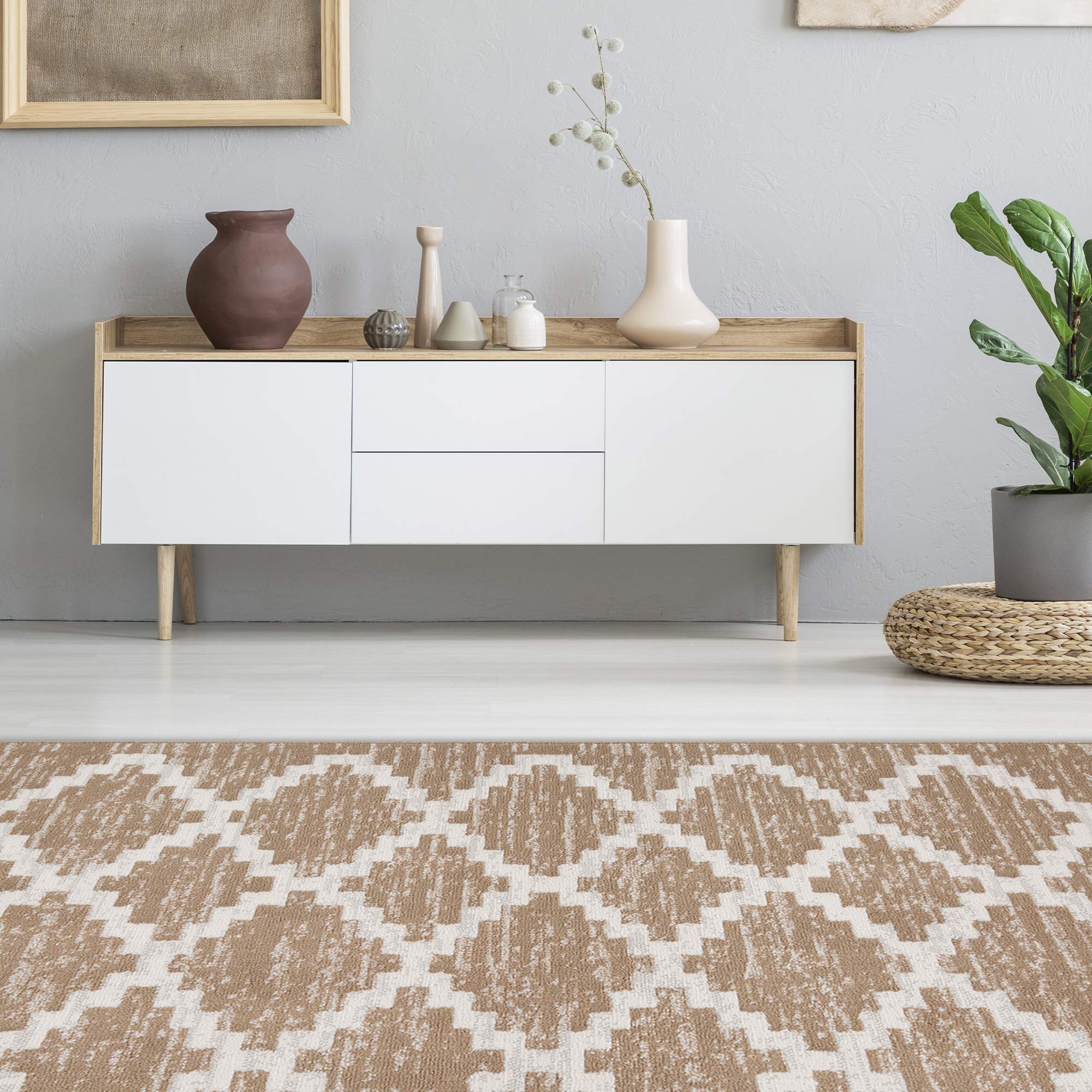 Achim Home Furnishings Capri 3 Piece Rug Set, Landon Tan, 3-Piece Set (2x3, 2x5, 5x7)