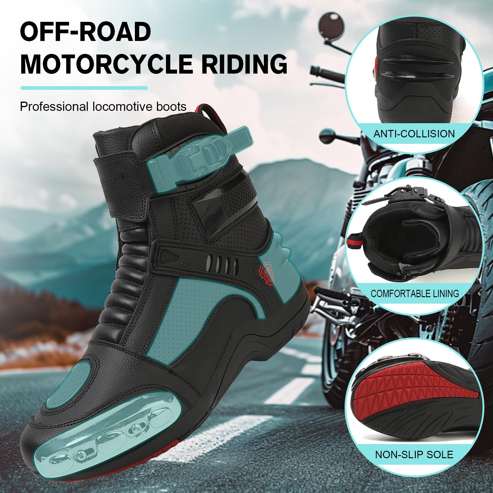 Botas Moto Hombre Zapatos De Motocicleta para Hombres,Zapatillas De Moto Hombre Antideslizantes,Transpirables Botas De Motorista Casuales De Calle
