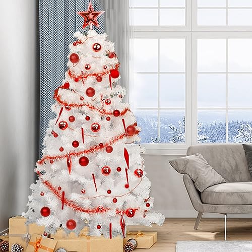 Miniatura 6 de Lulu Home Adornos surtidos de bolas para el día de San Valentín, 75 piezas de bolas rojas inastillables, decoraciones de temporada de Navidad para