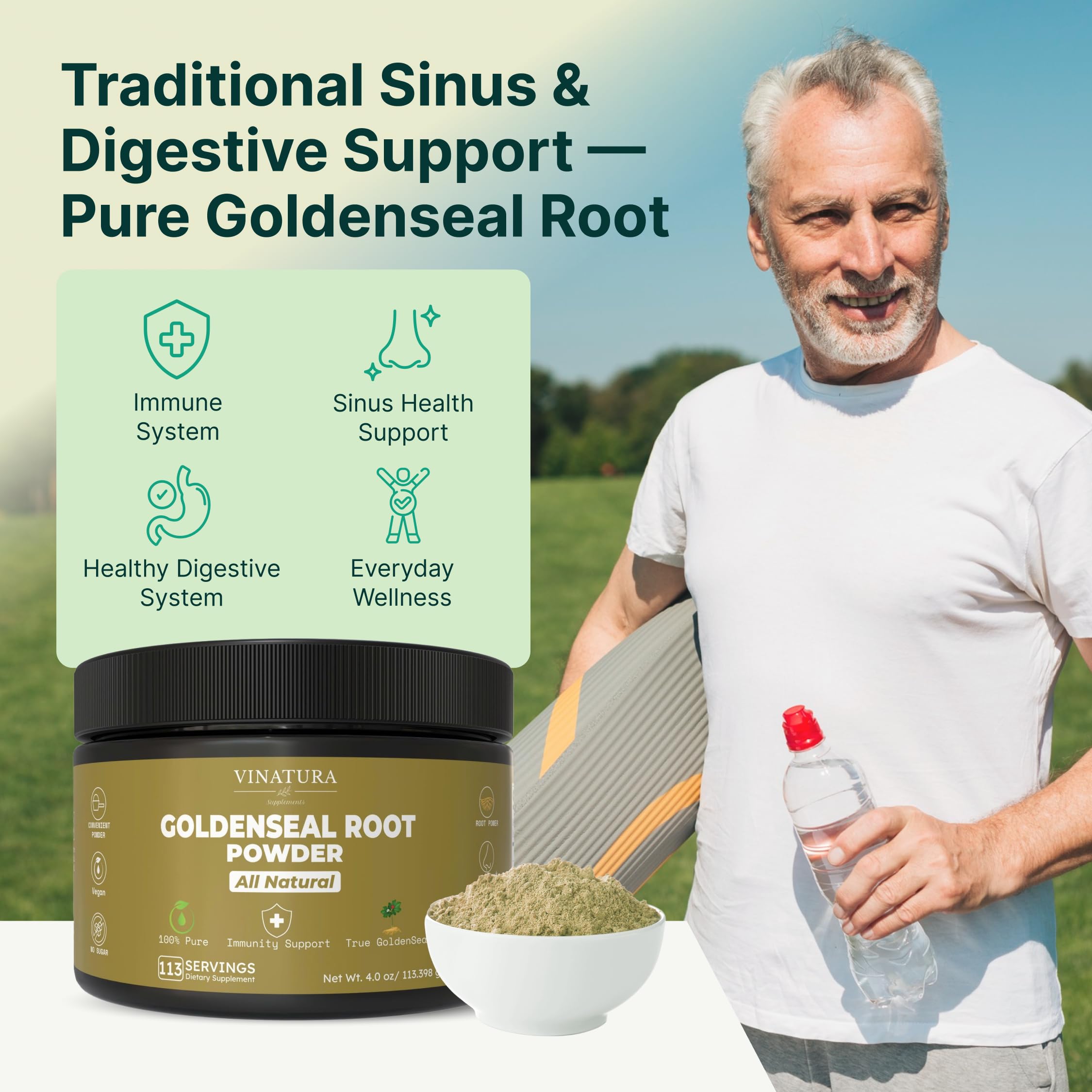 Goldenseal Root Powder - 4 oz, 113 Servings, Pure Natural Goldenseal Root Powder Supplement — Amazon image 3